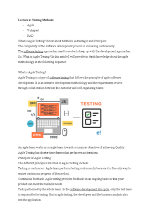 Lecture 2 Software Testing Notes - Question No. 6: Design at least five ...