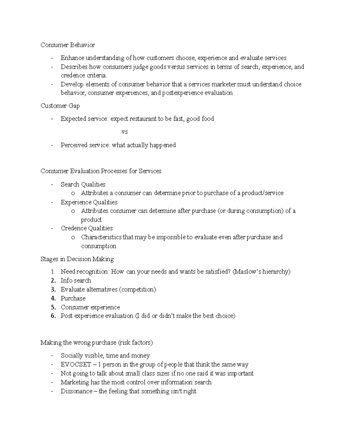 Chapter 3 Notes - Consumer Behavior - Enhance understanding of how ...