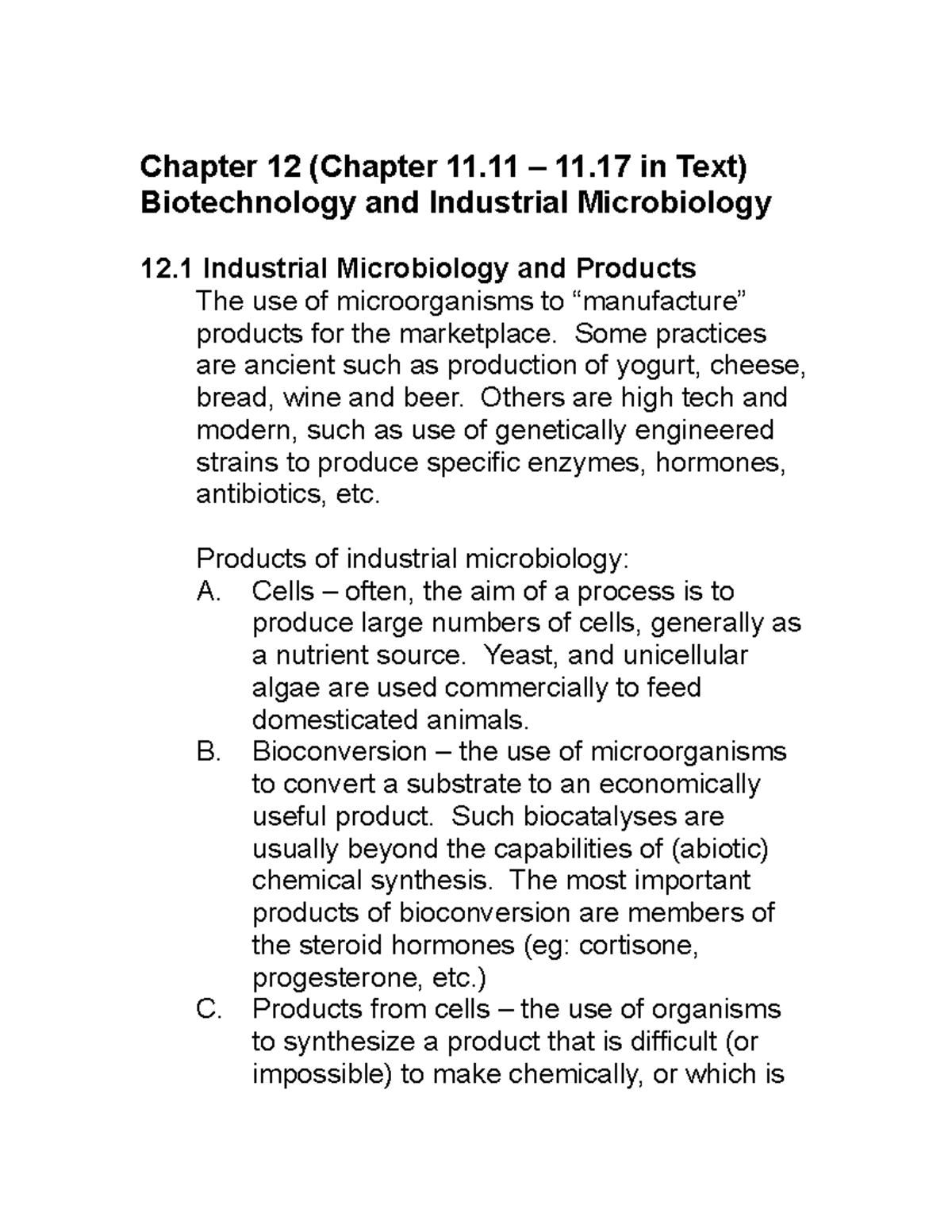 Chapter 12 Biotechnology and Industrial Microbiology - Chapter 12 ...