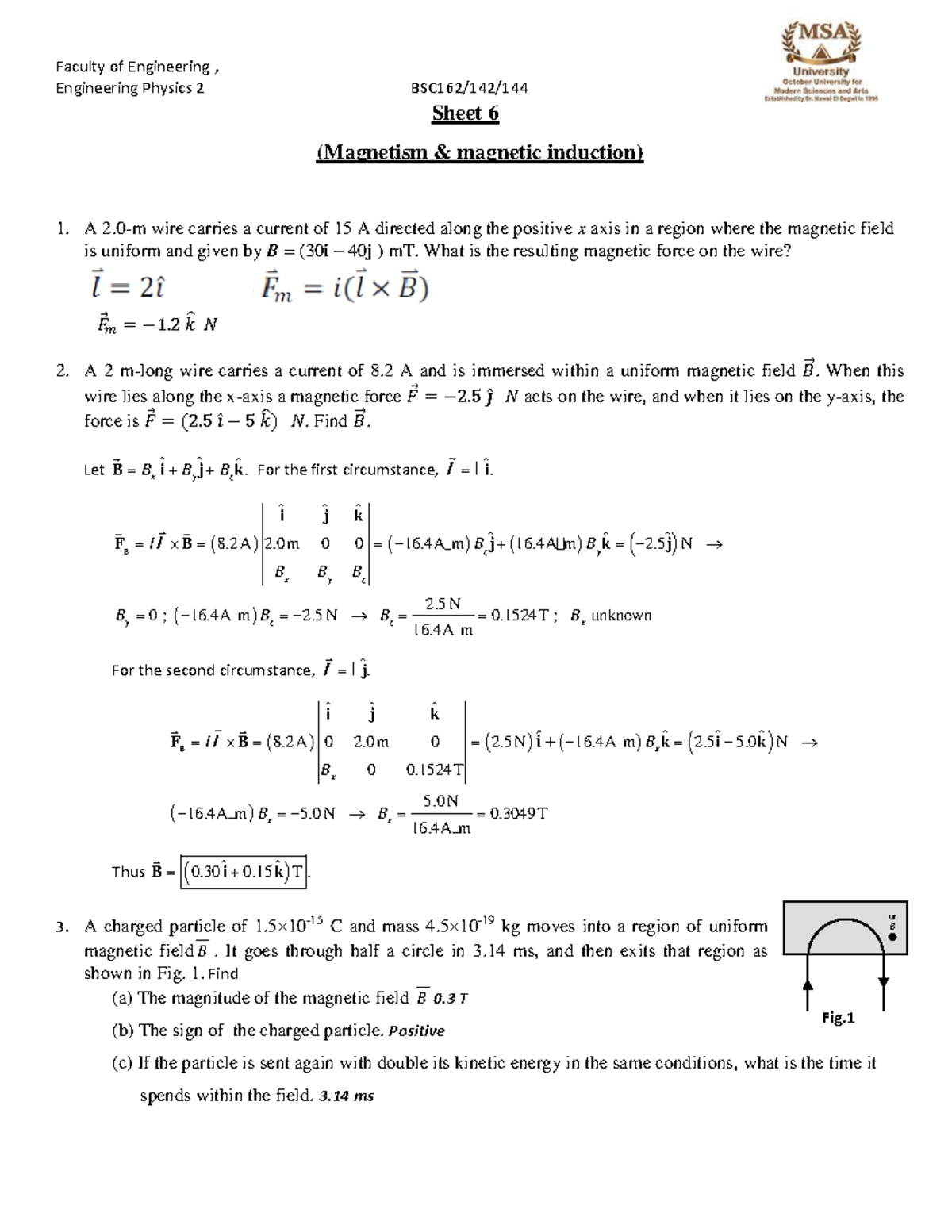 Sheet 6 MA BSC 162- Spring 2018 - Engineering Physics 2 BSC162/142 ...