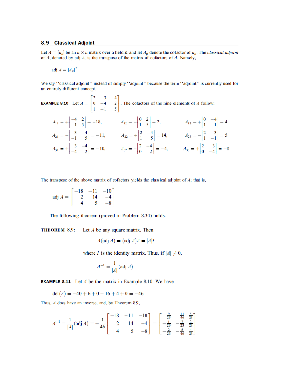 Adj A Example - Linear Algebra - Studocu