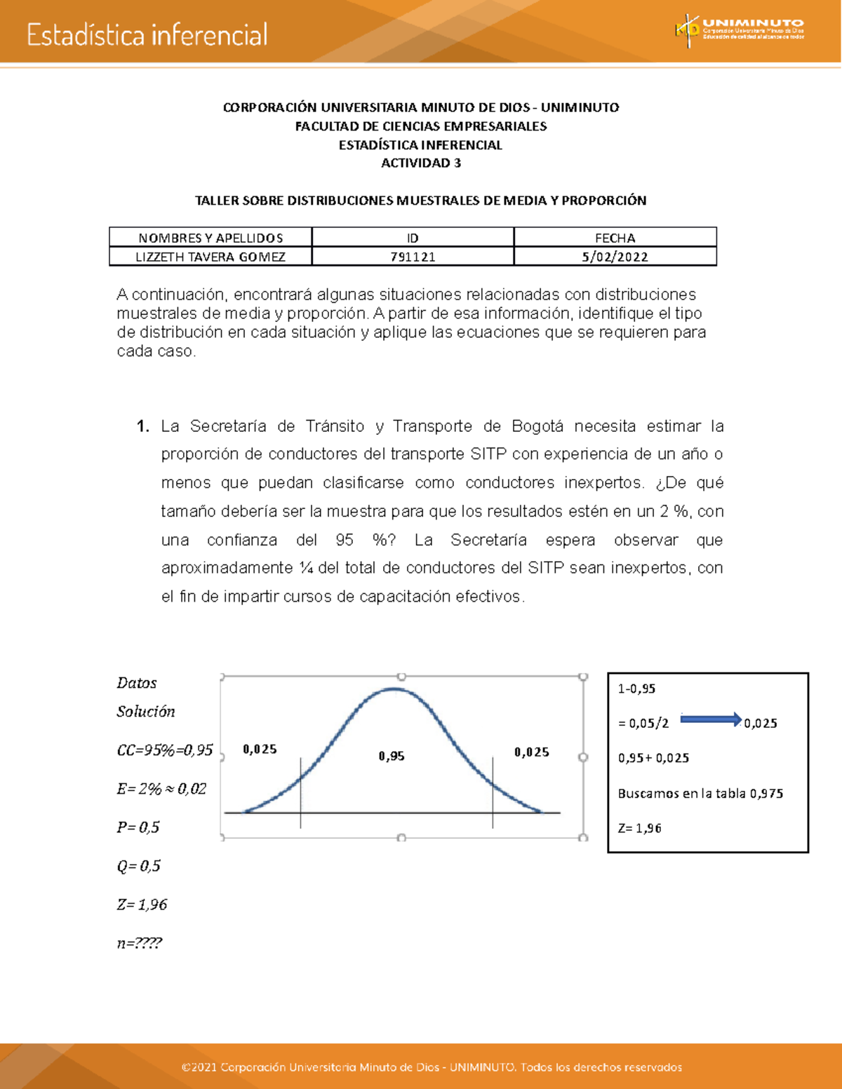 Actividad 3 Taller Estadística Inferencial Unidad 3 - CORPORACIÓN ...