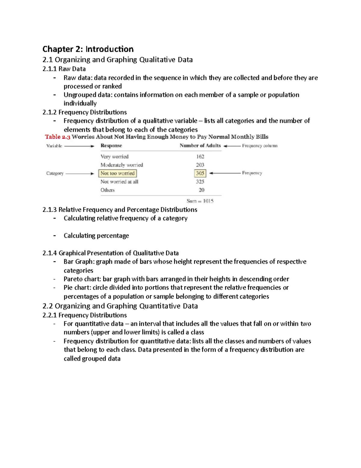 Chapter 2 Chapter 2 Introduction 2 Organizing and Graphing