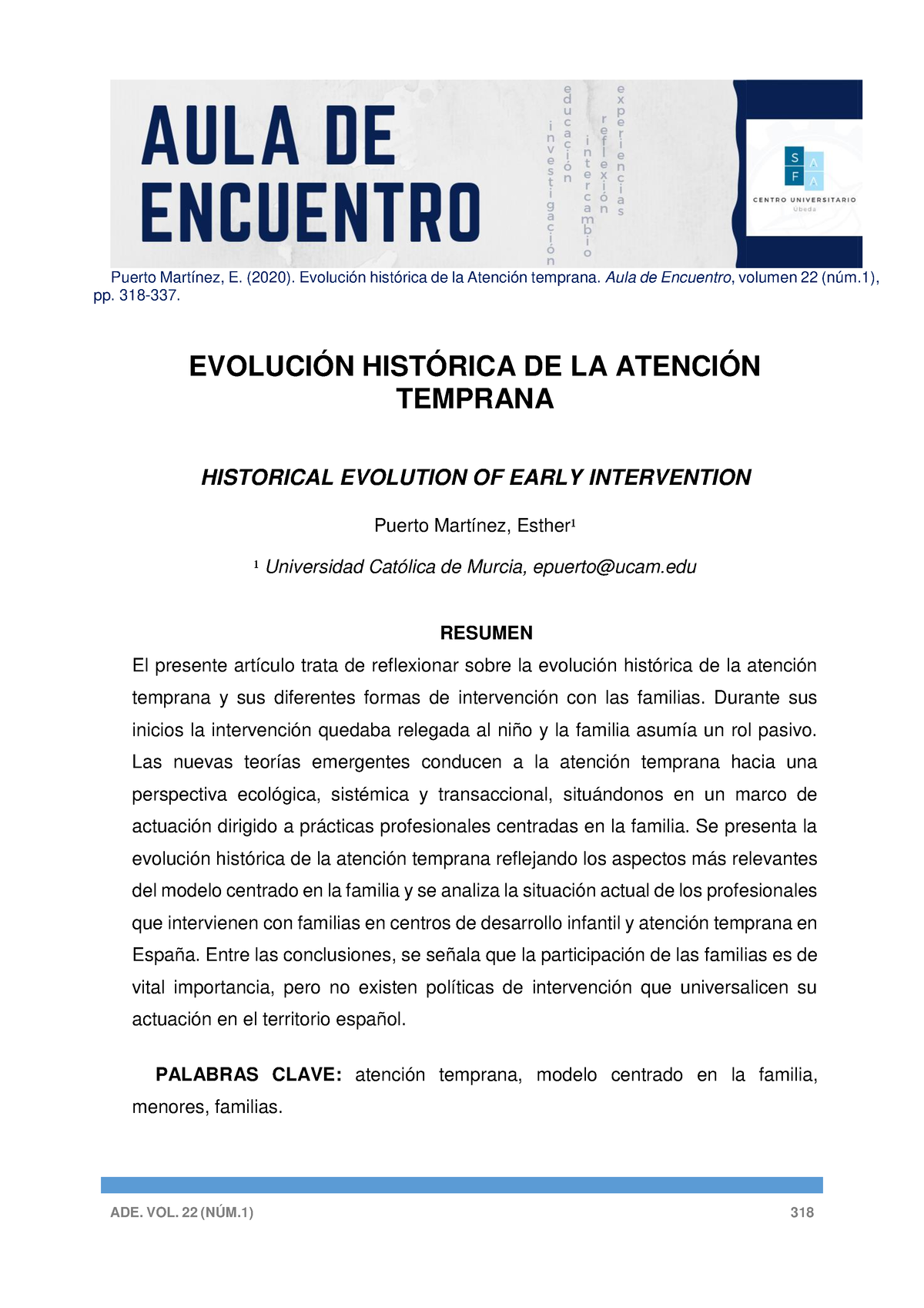 Evolucion Historica De La Atencion Temprana Pp 318 337 EvoluciÓn HistÓrica De La AtenciÓn