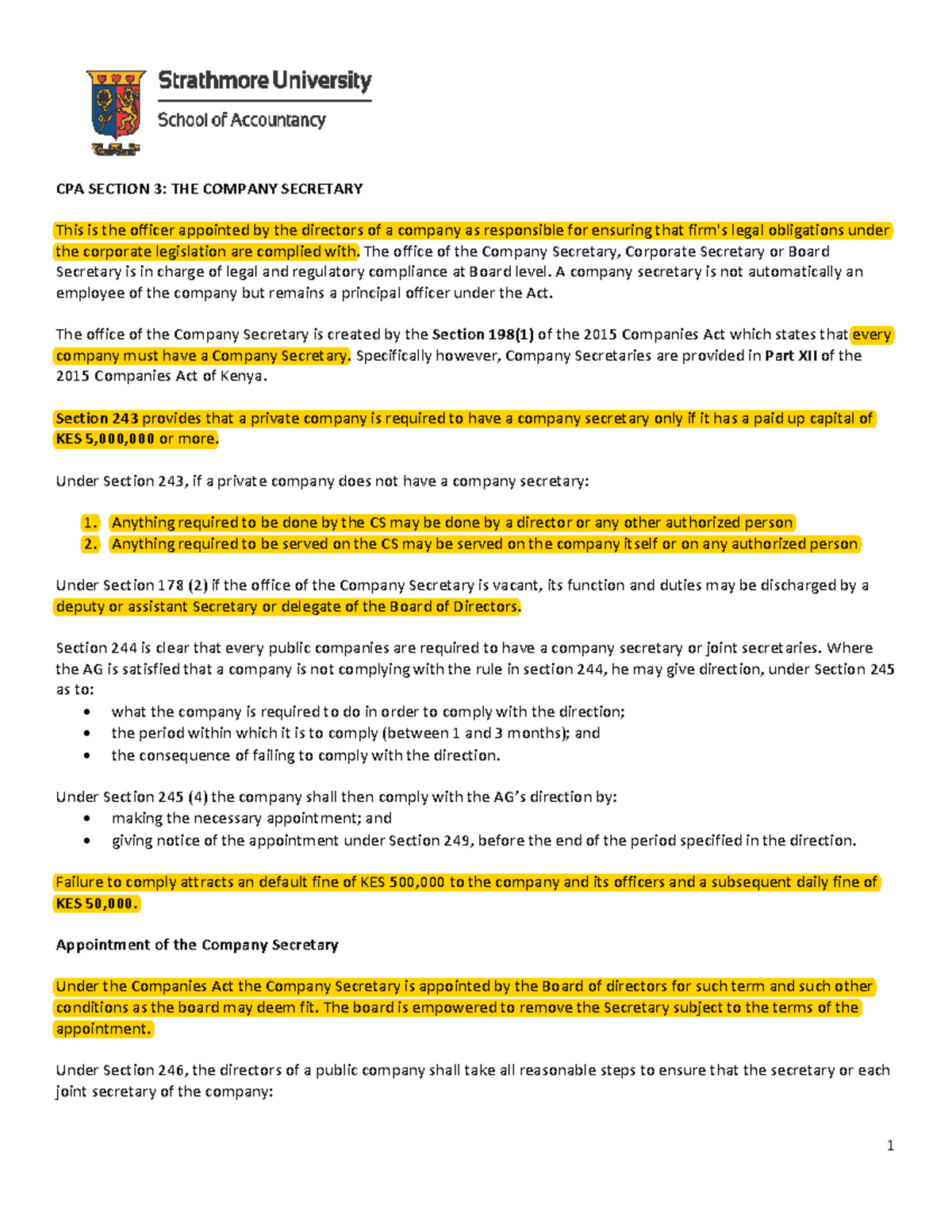 Chapter 8 (3) - The Company Secretary - CPA SECTION 3: THE COMPANY ...