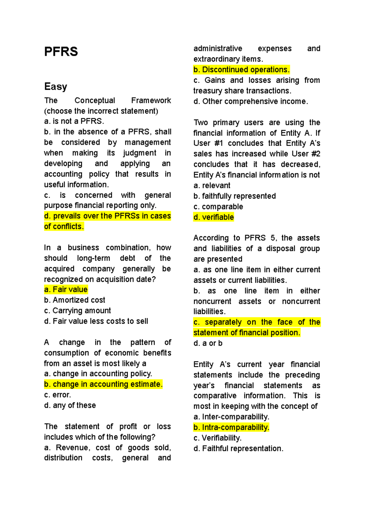 PFRS - PFRS Easy The Conceptual Framework (choose The Incorrect ...