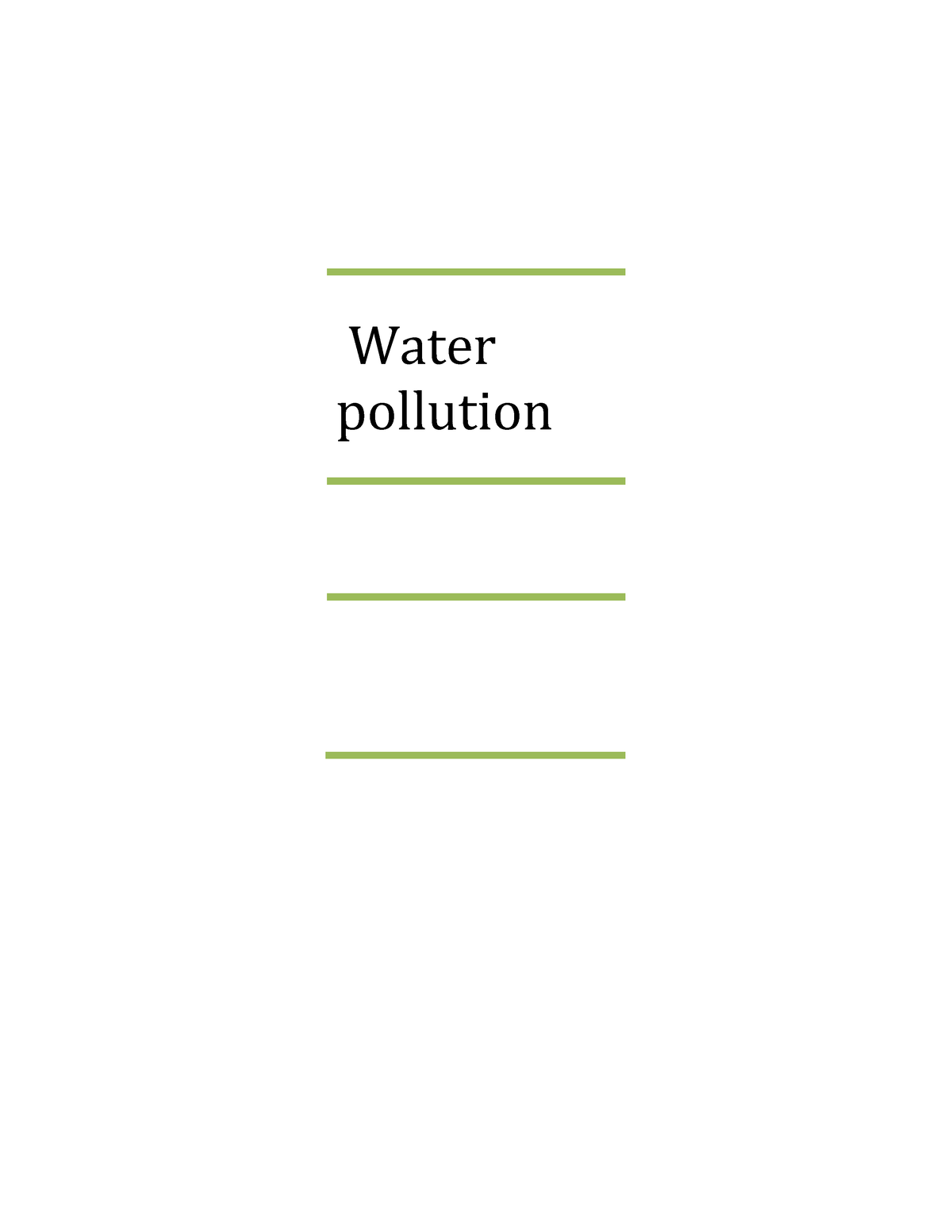 essay on the pollution of water