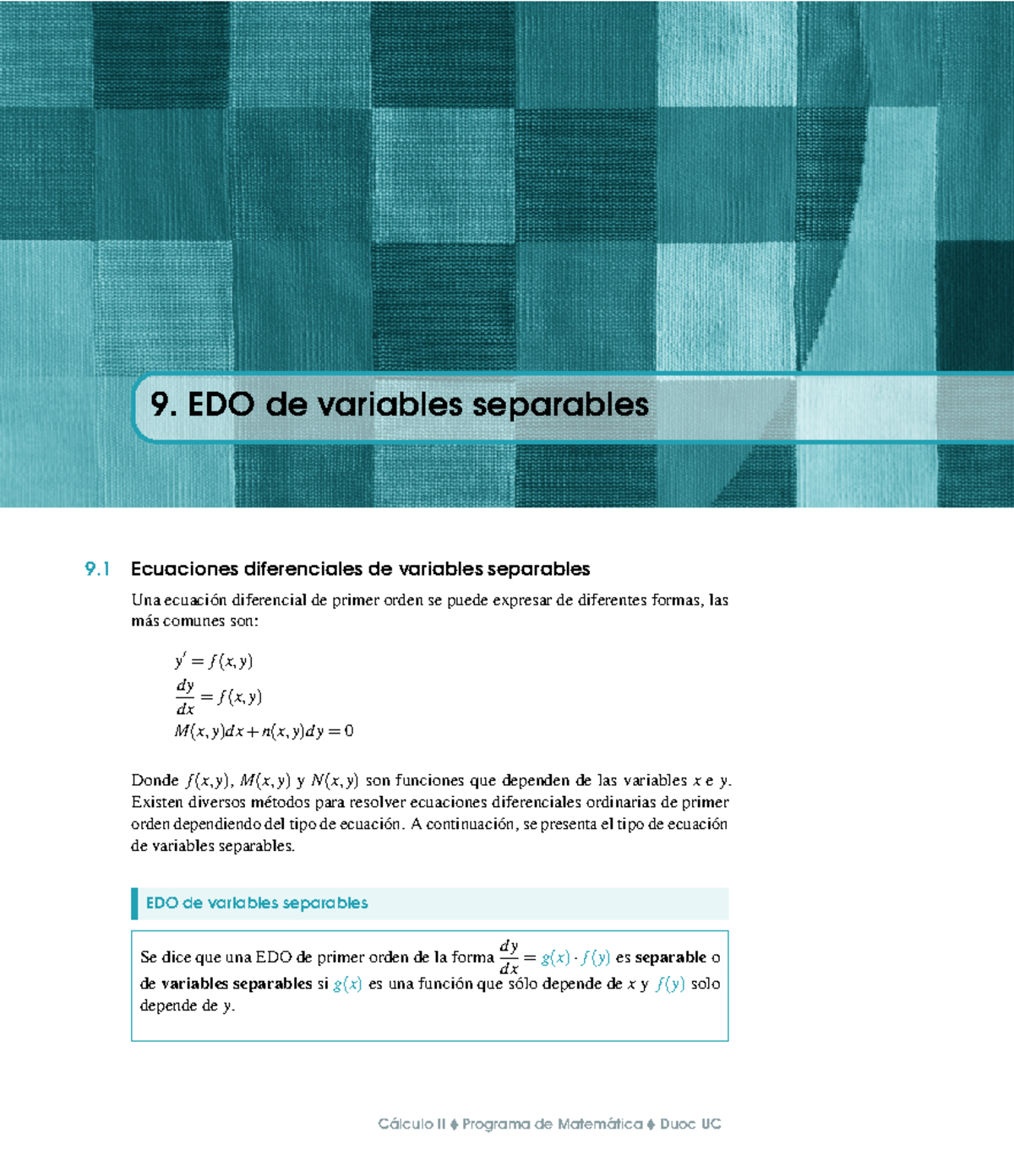 Apuntes Guía 9 MAT3120 002V - 9. EDO de variables separables 9 ...