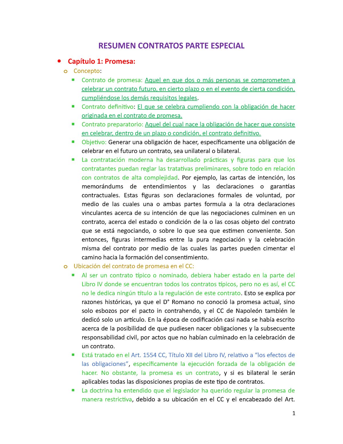 Resumen Contratos Parte Especial - RESUMEN CONTRATOS PARTE ESPECIAL ...