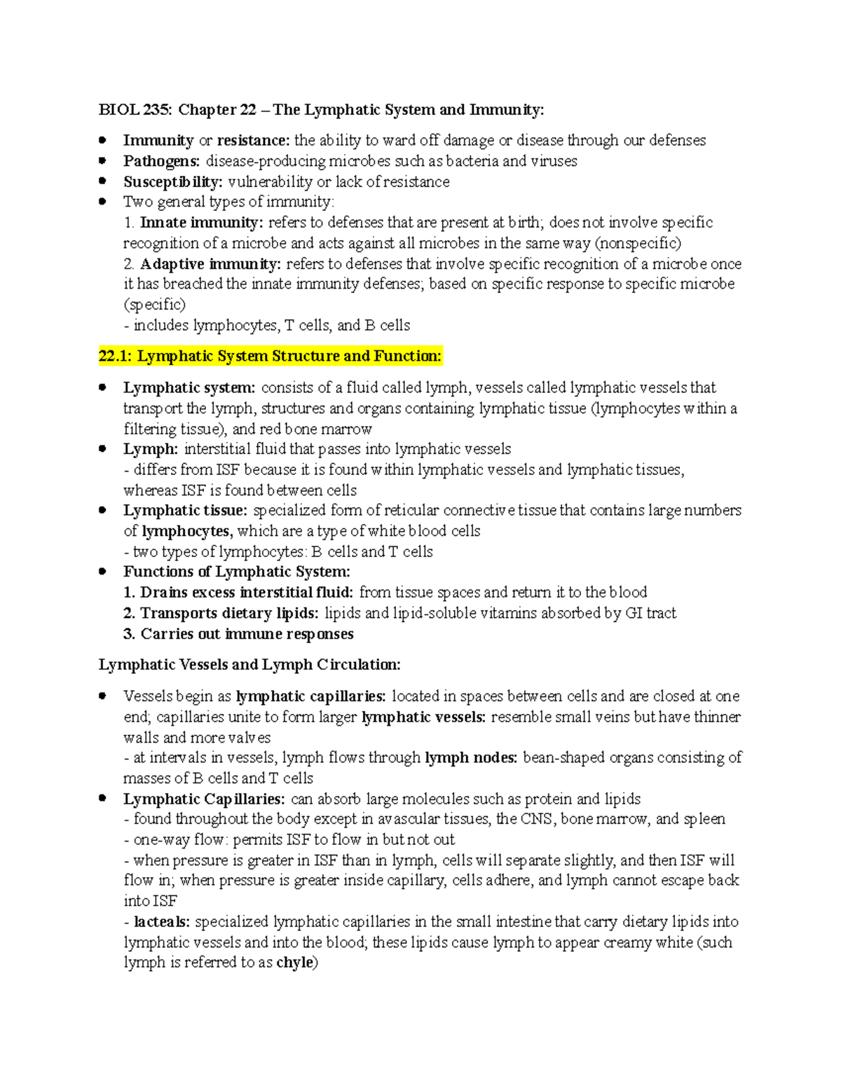 Chapter 22 - The Lymphatic System And Immunity - BIOL 235: Chapter 22 ...