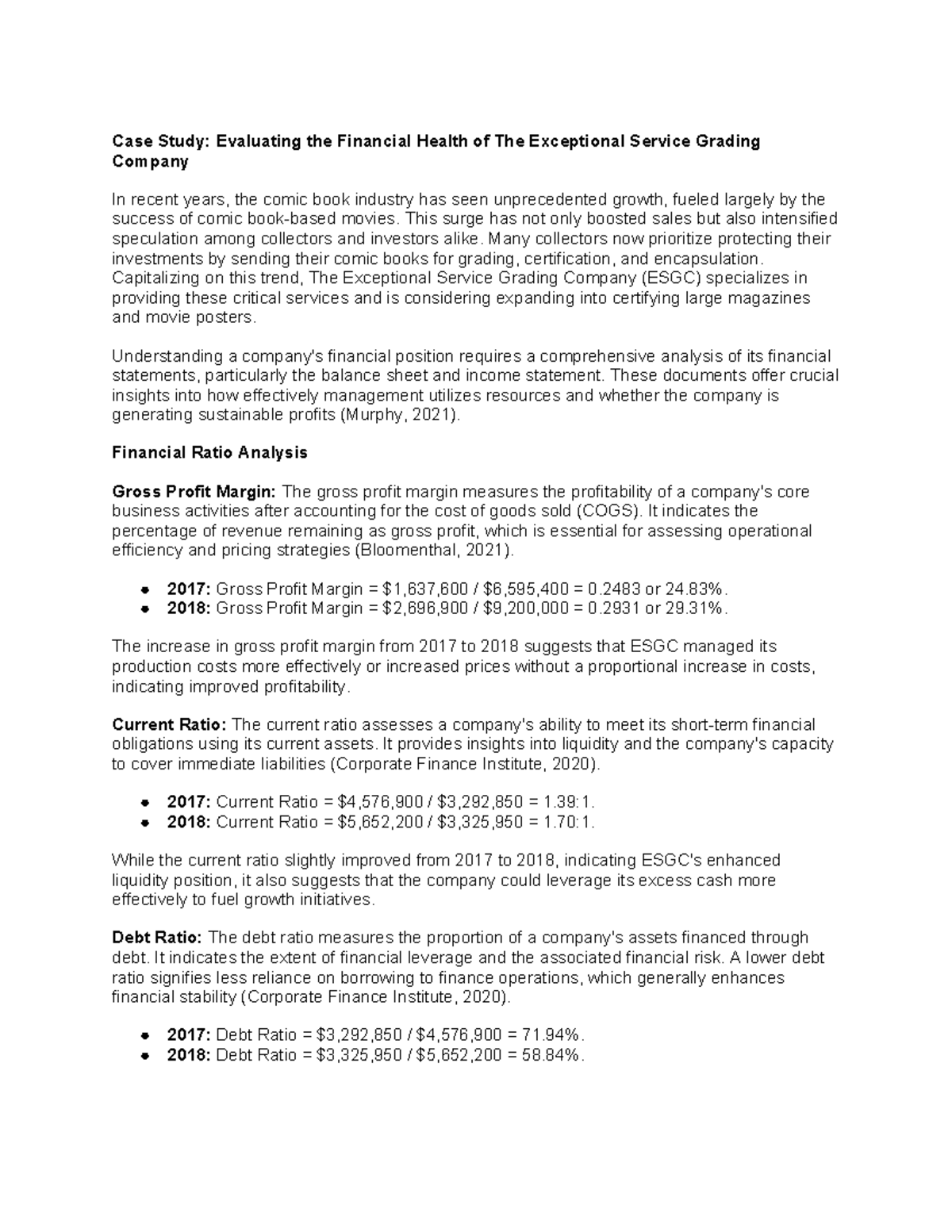 Assignment 1 Financial mangment - Case Study: Evaluating the Financial ...