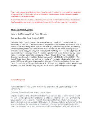 COMM289 W06 Assignment Example Informational Interview Report - Please ...