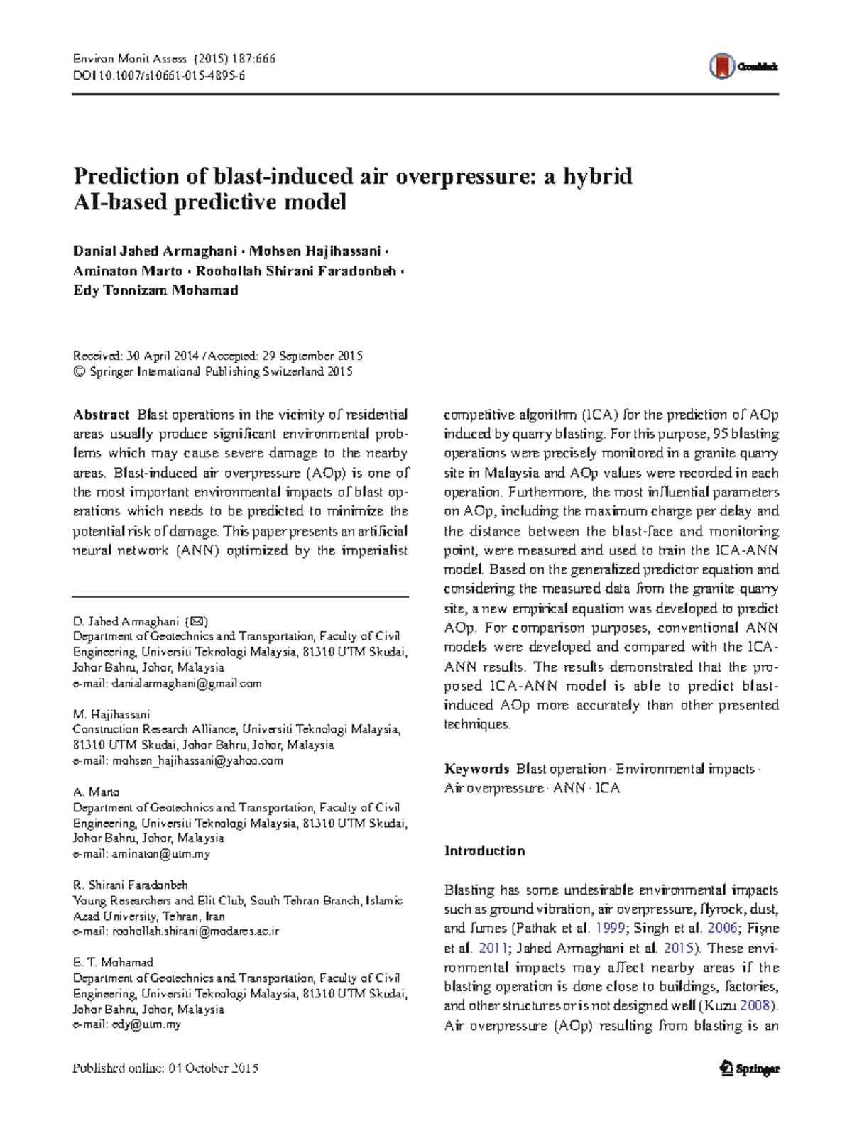 Prediction Of Blast Induced Air Overpres - Prediction Of Blast-induced ...