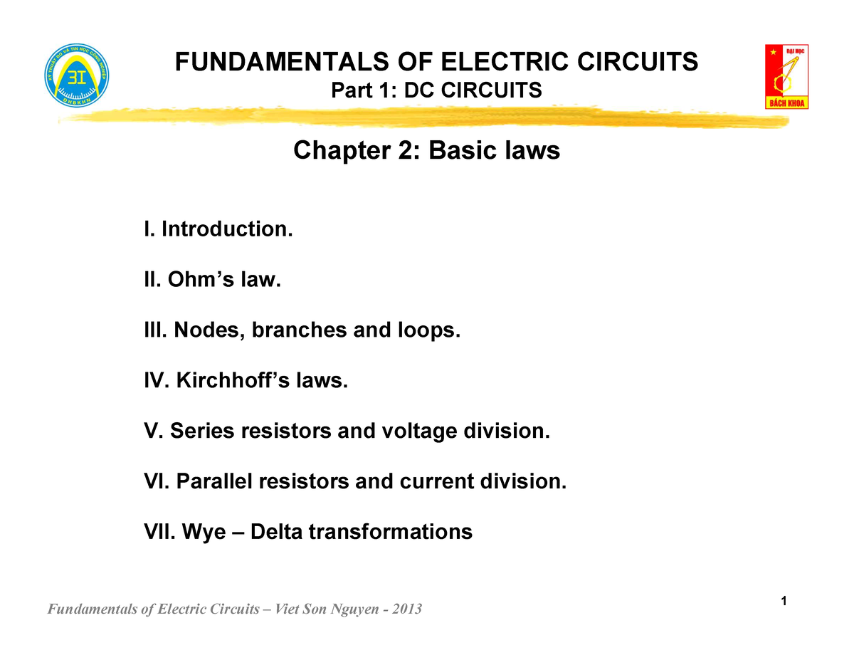 EE3706 - Chapter 2 - Basic Laws - 1 FUNDAMENTALS OF ELECTRIC CIRCUITS ...