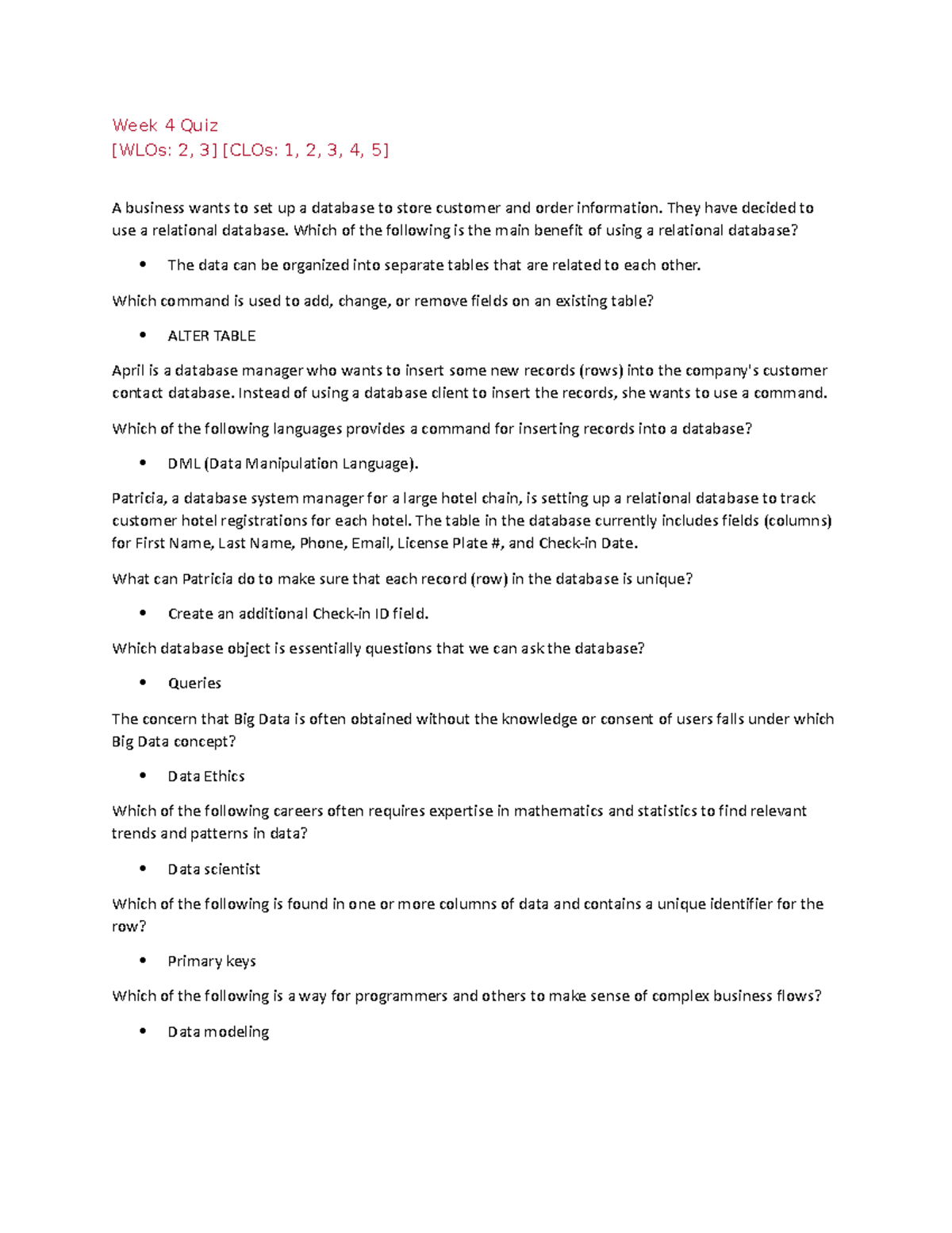 TEC100 Week 4 Quiz - Chapter 7 The quiz contains 30 multiple-choice ...