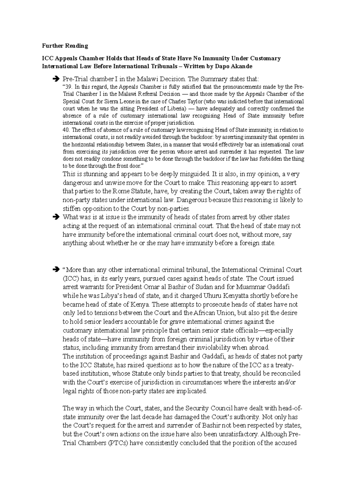 Further reading Further Reading ICC Appeals Chamber Holds that Heads