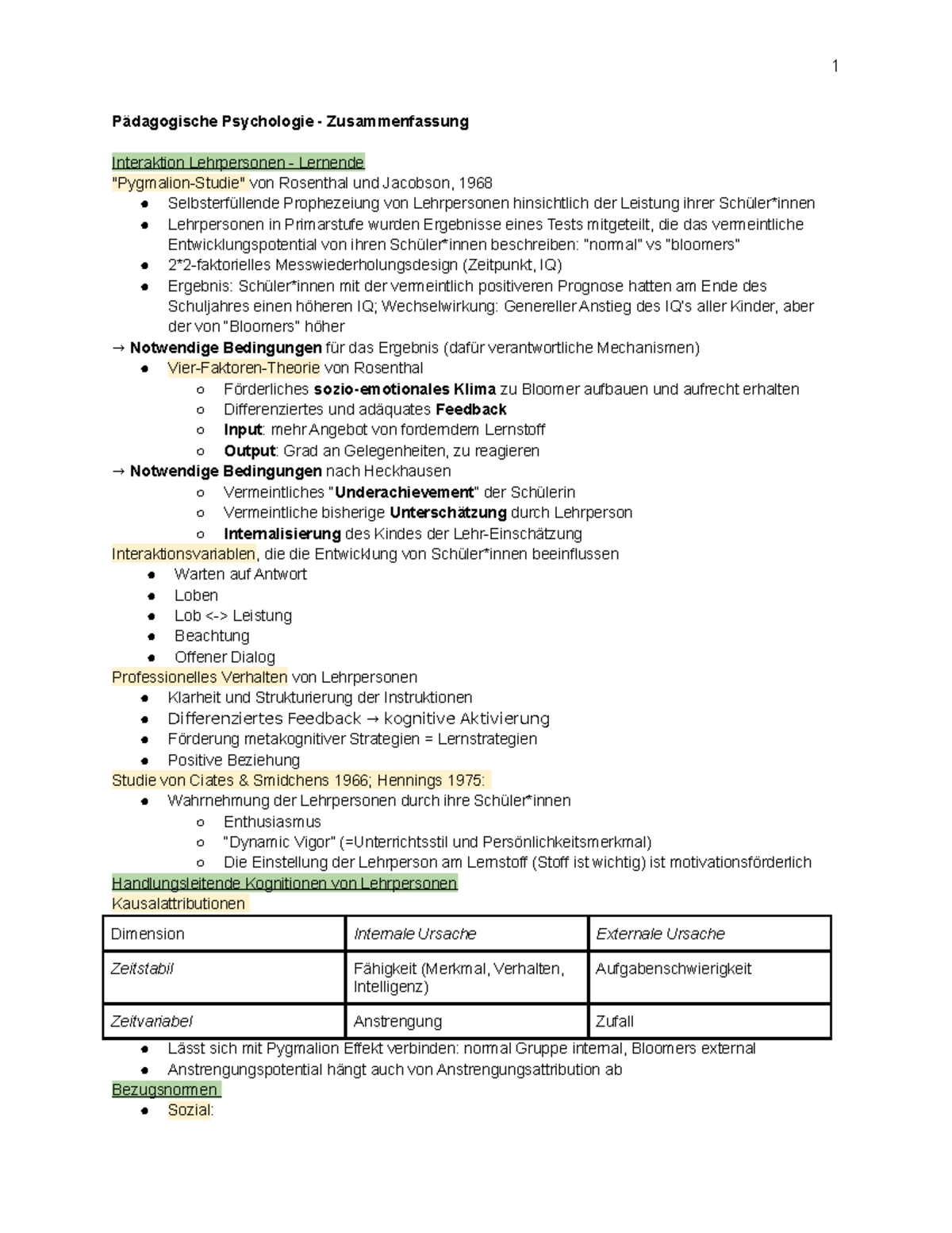 Pädagogische Psychologie - Zusammenfassung - Pädagogische Psychologie ...