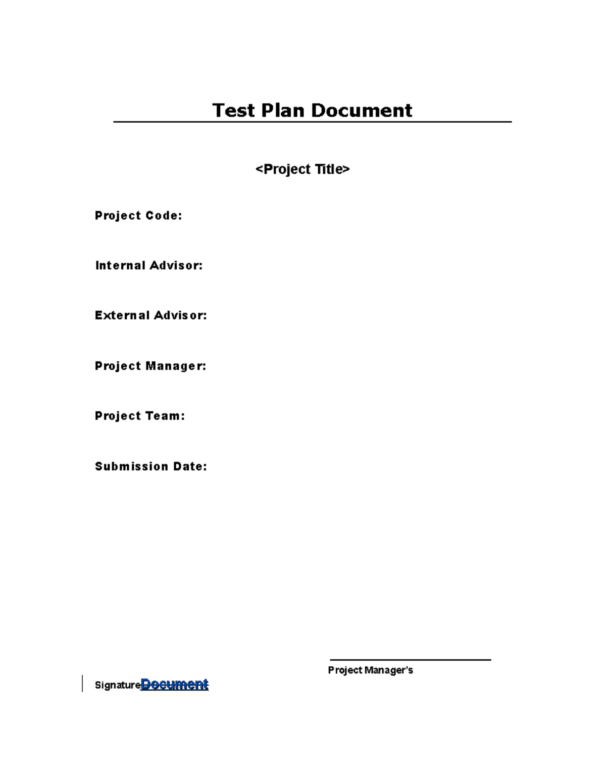 Test Plan (Template) - Test Plan Document Project Code: - Studocu