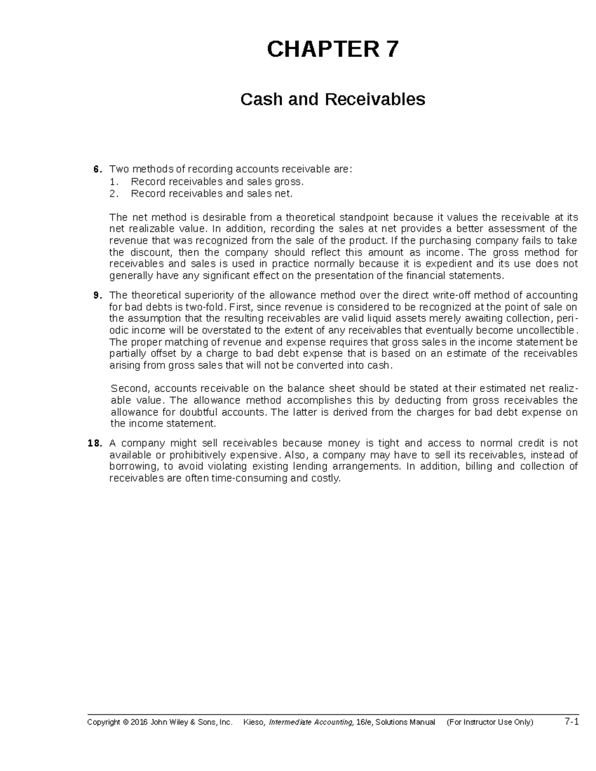 Chapter 7 Homework - CHAPTER 7 Cash And Receivables Two Methods Of ...