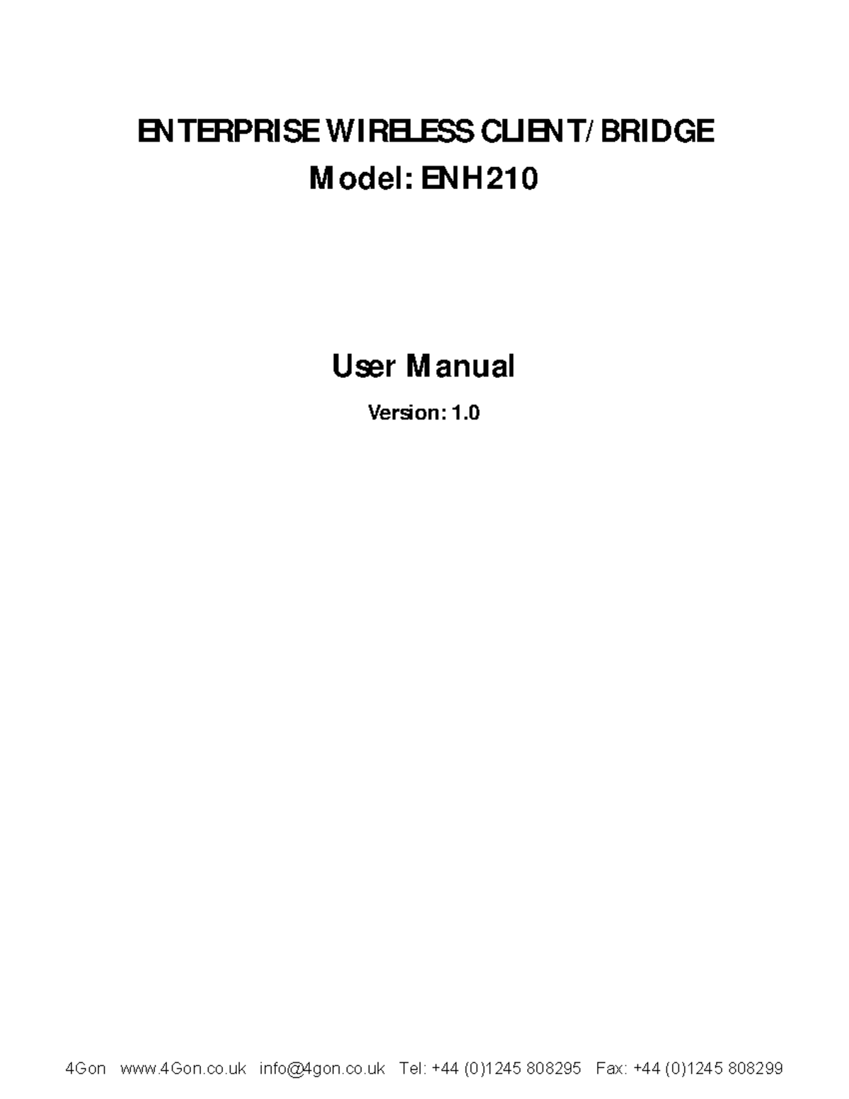 ENH210 User Manual - TDTUDUGULGILFDUUIGOGFUFIGIL - ENTERPRISE WIRELESS ...