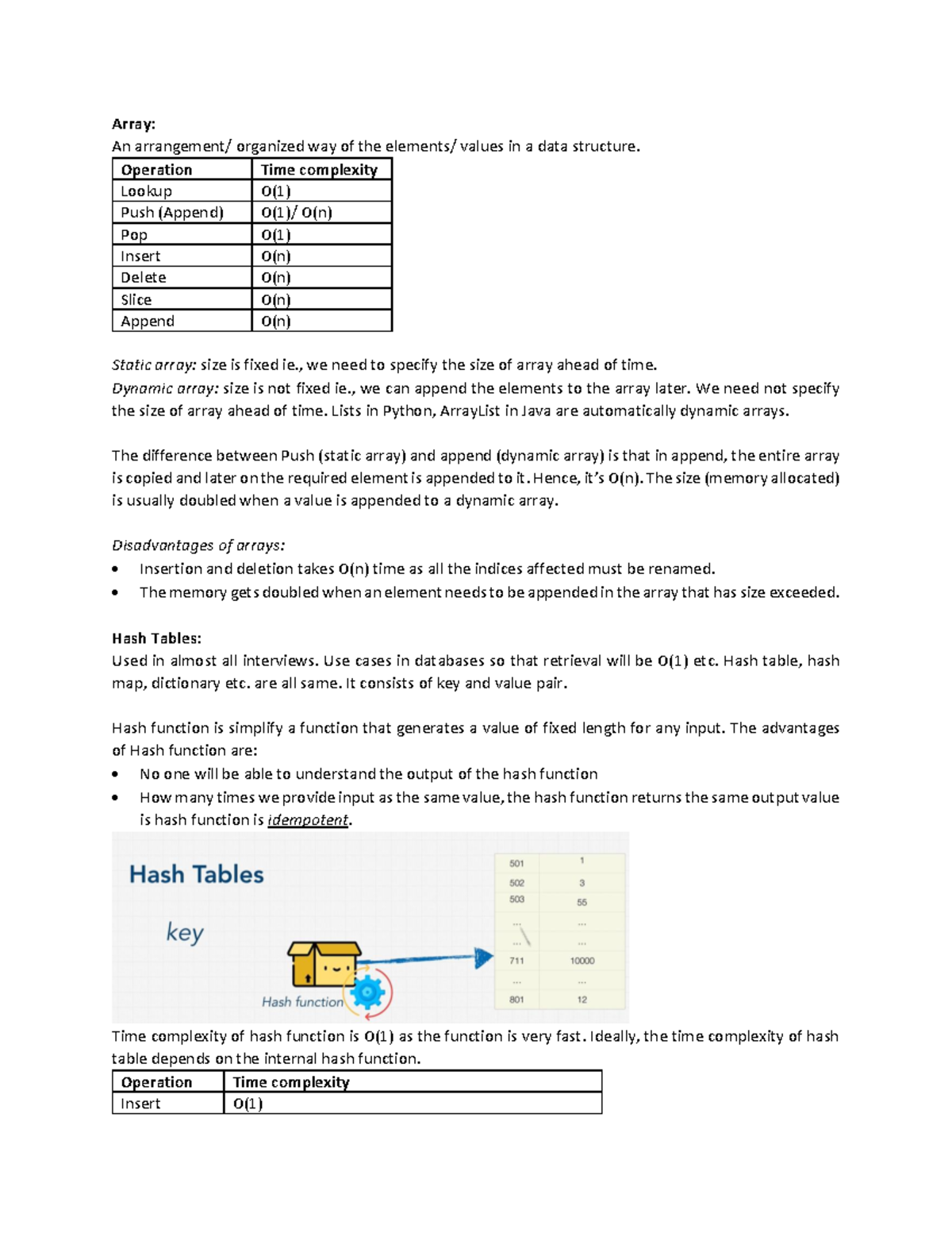 02 Arrays Hash Tables - Array: An arrangement/ organized way of the ...