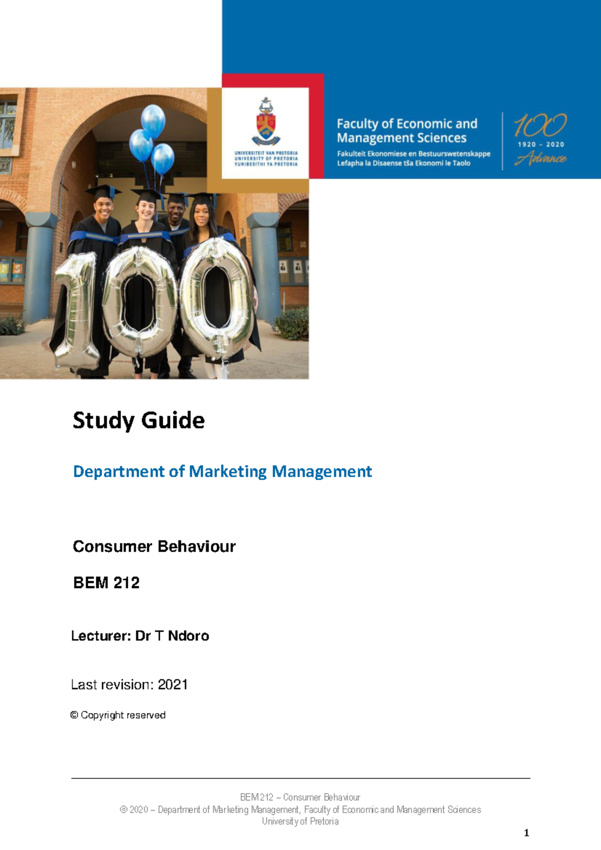 BEM 212 Study Guide 2021 - BEM 212 – Consumer Behaviour 2020 ...