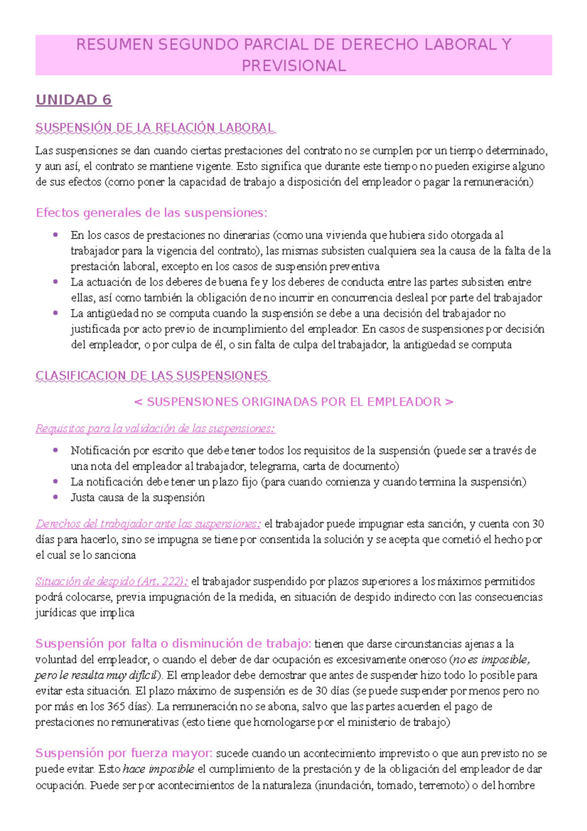 Resumen Segundo Parcial DE Derecho Laboral Y Previsional - RESUMEN ...