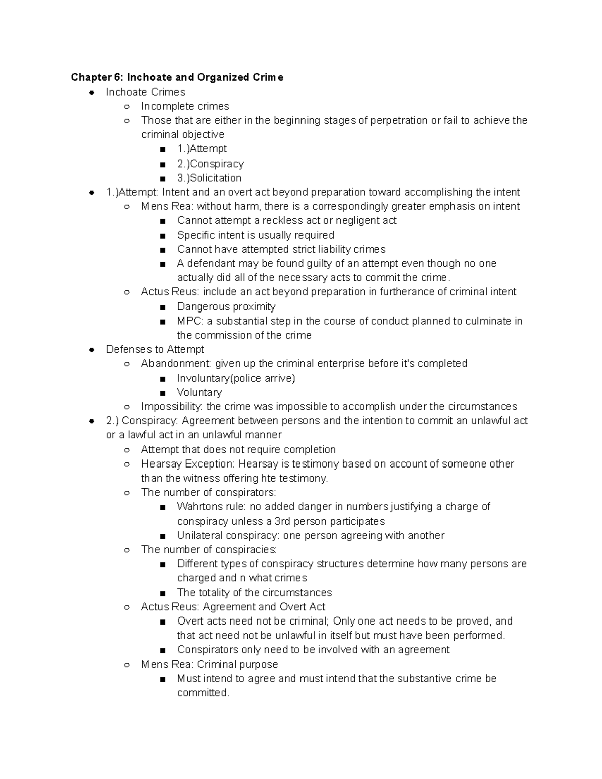 Chapter 6 Inchoate AND Organized Crime - Chapter 6: Inchoate and ...