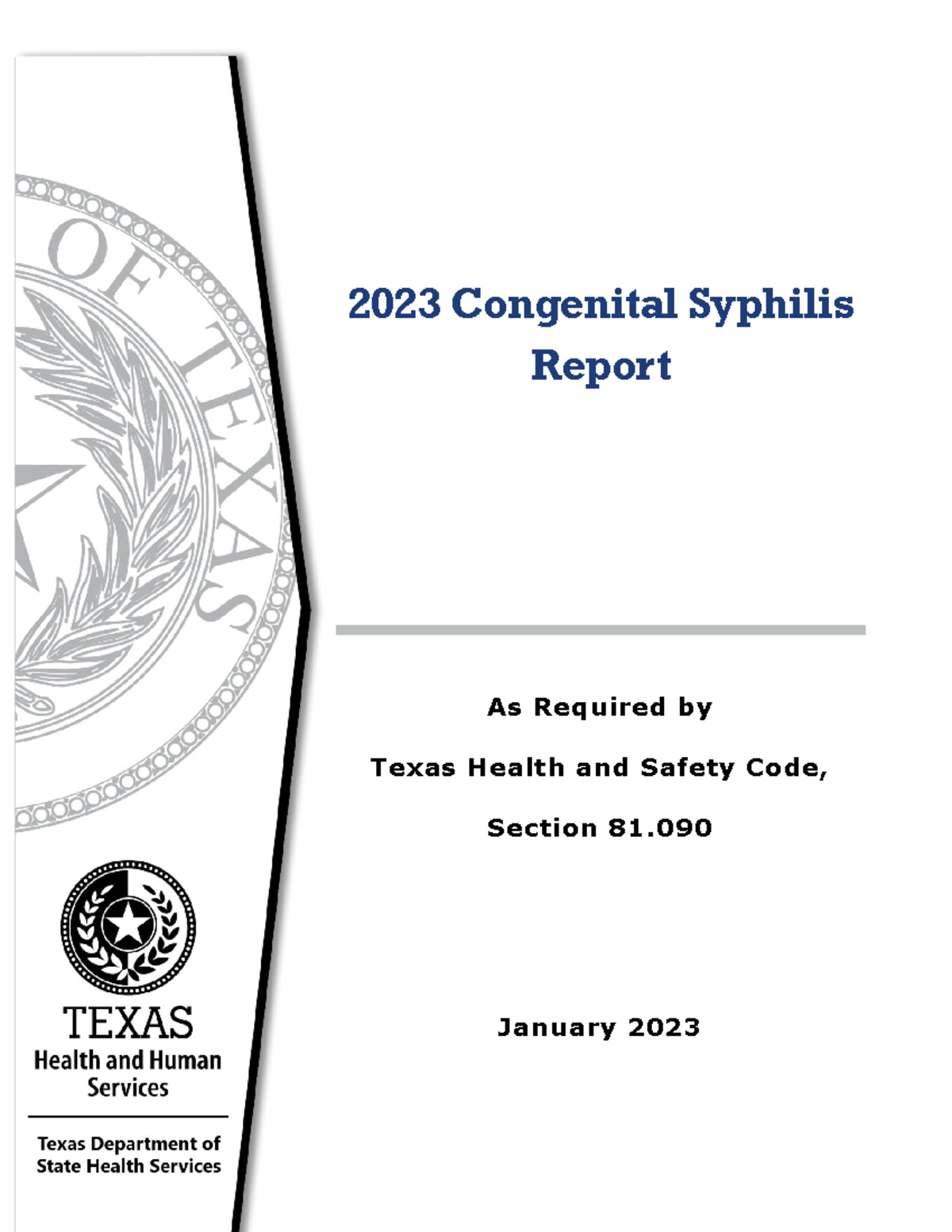 2023 Congenital Syphilis Report - January 2023 ii Executive Summary ...