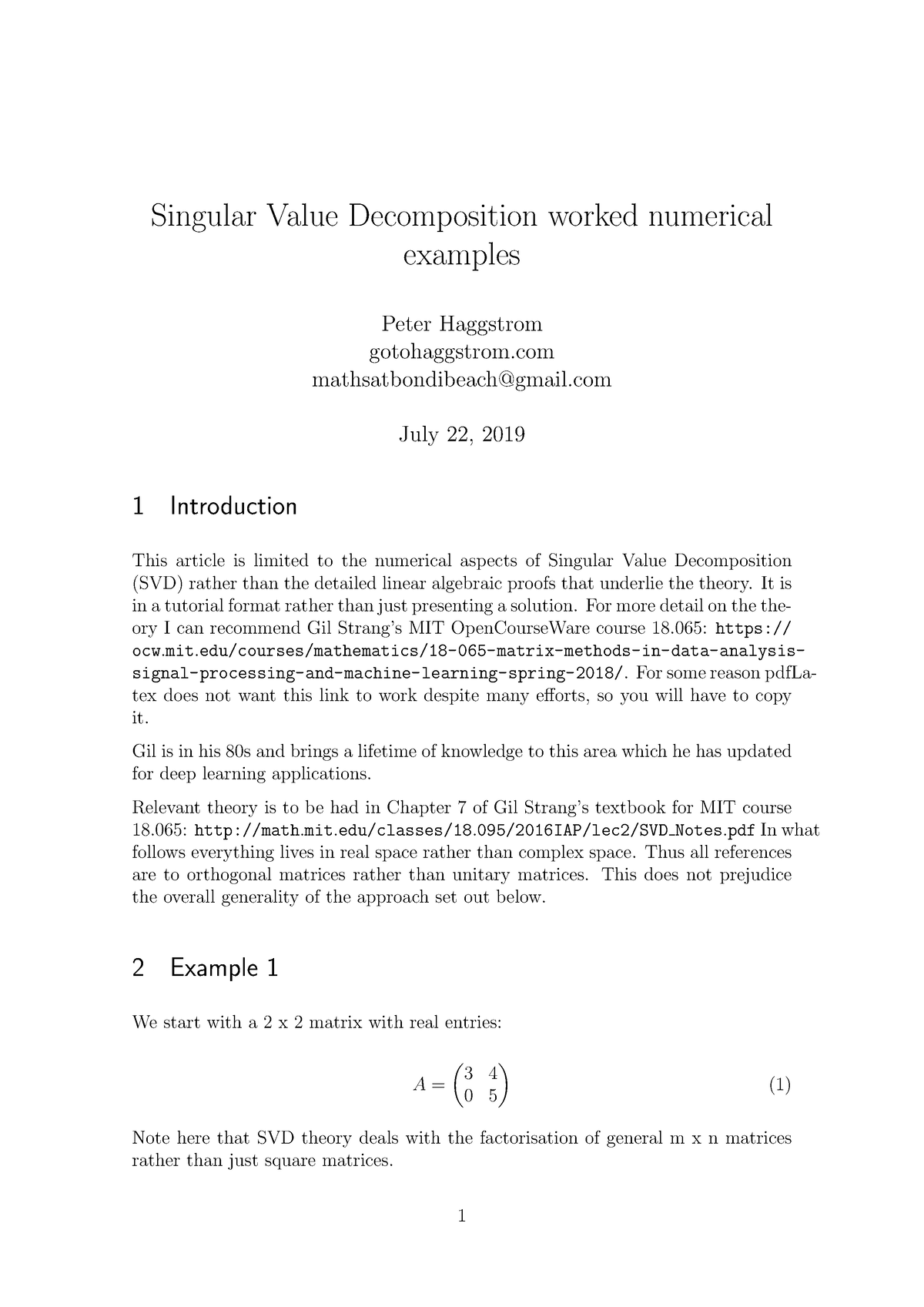 Singular Value Decomposition worked numerical examples - Singular Value ...