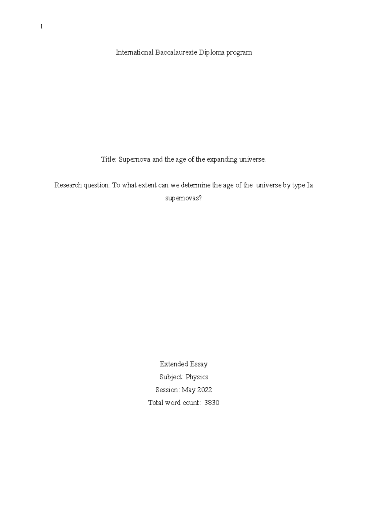 EE Final - essay - International Baccalaureate Diploma program Title ...