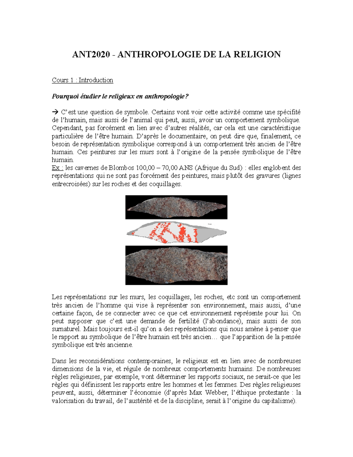 Anthropologie DE LA Religion cours 1 - ANT2020 - ANTHROPOLOGIE DE LA ...