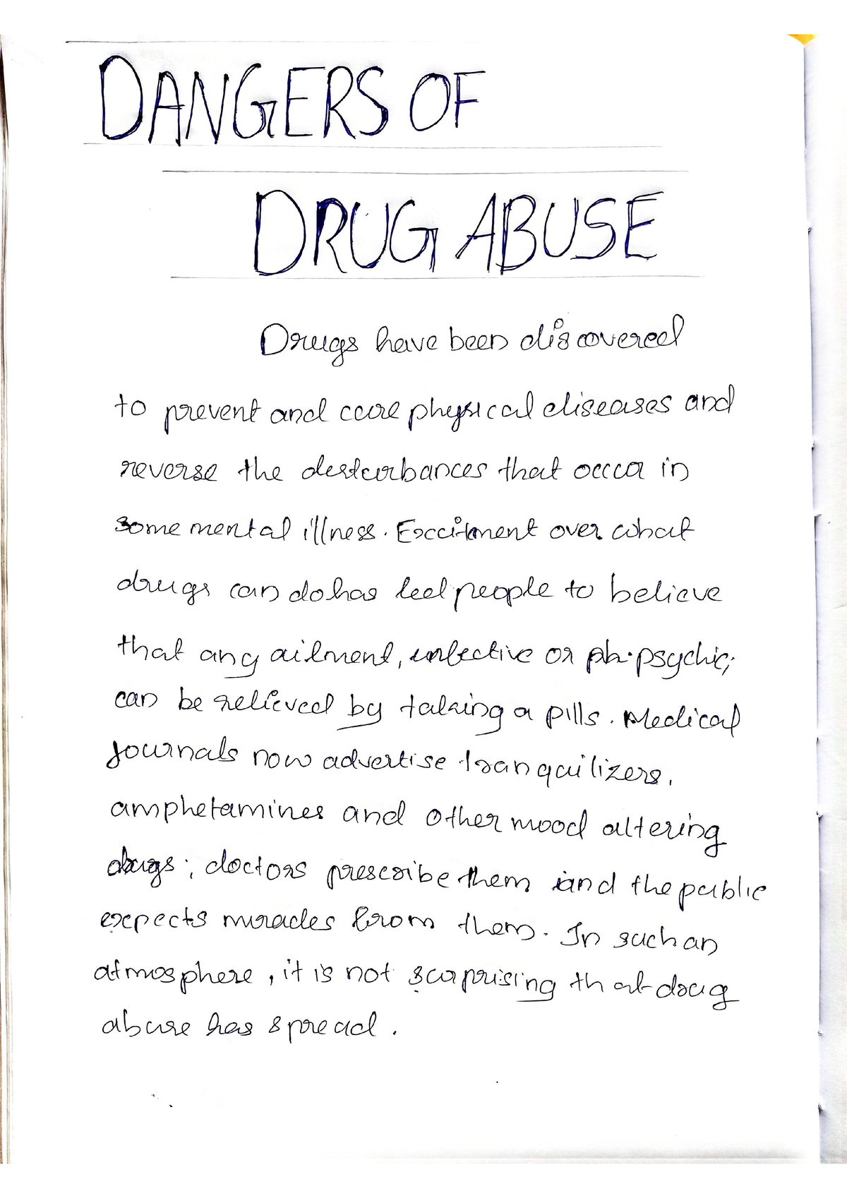 plus two english dangers of drug abuse essay