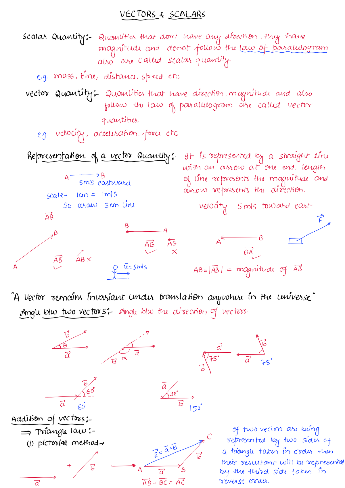 Physics Vectors - Notes - Studocu