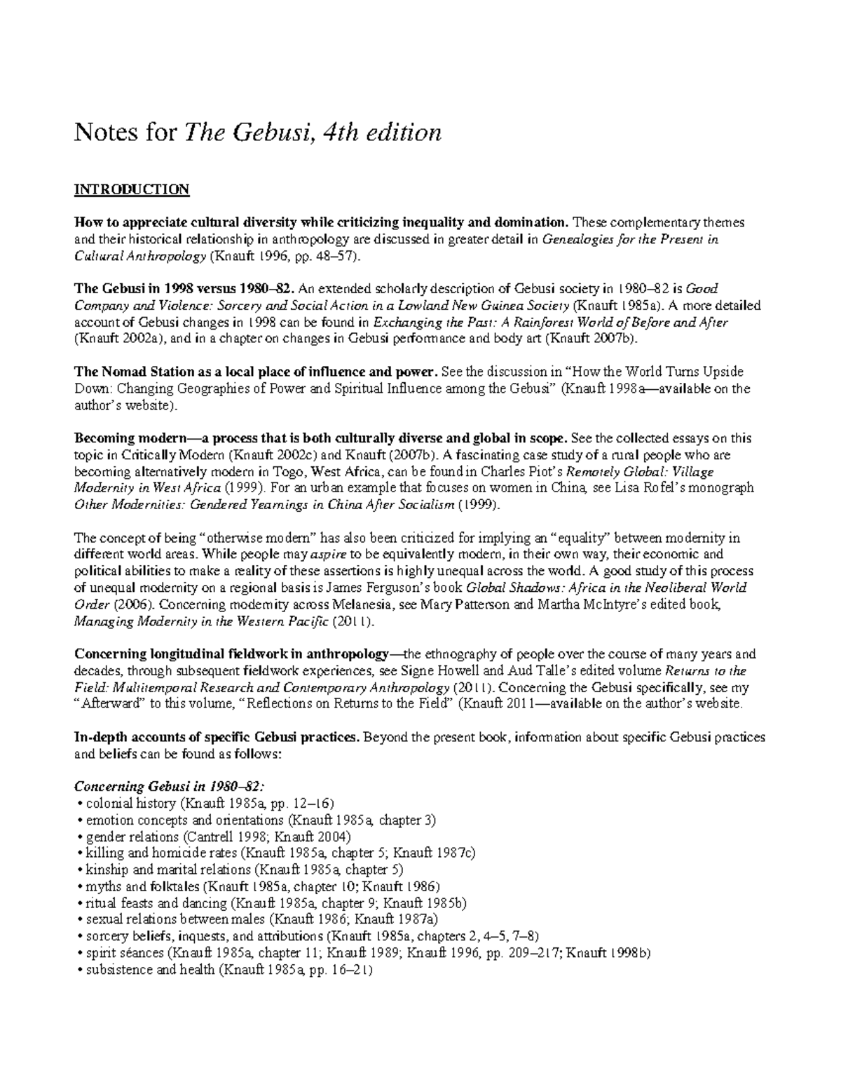 Gebusi-4e-Notes - the gebusi summary - Notes for The Gebusi, 4th ...