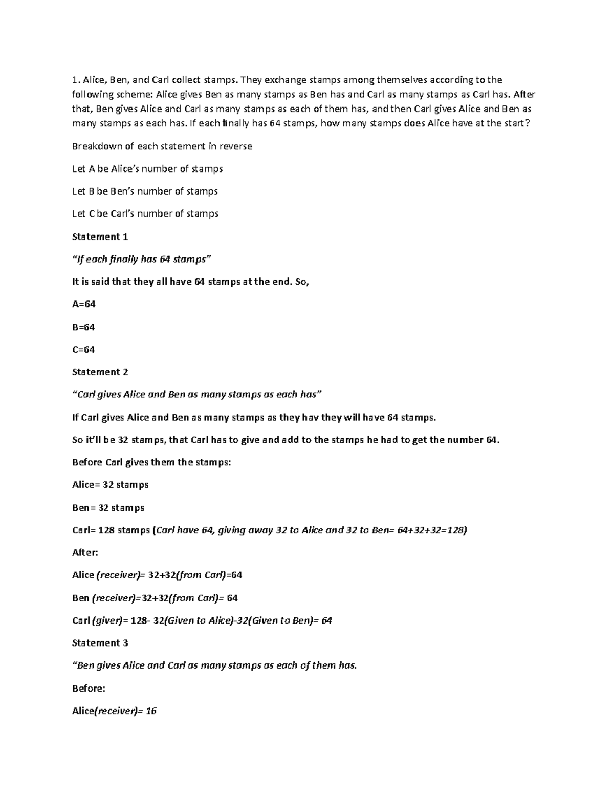 Problem solving - gjg - General Mathematics - WMSU - Studocu