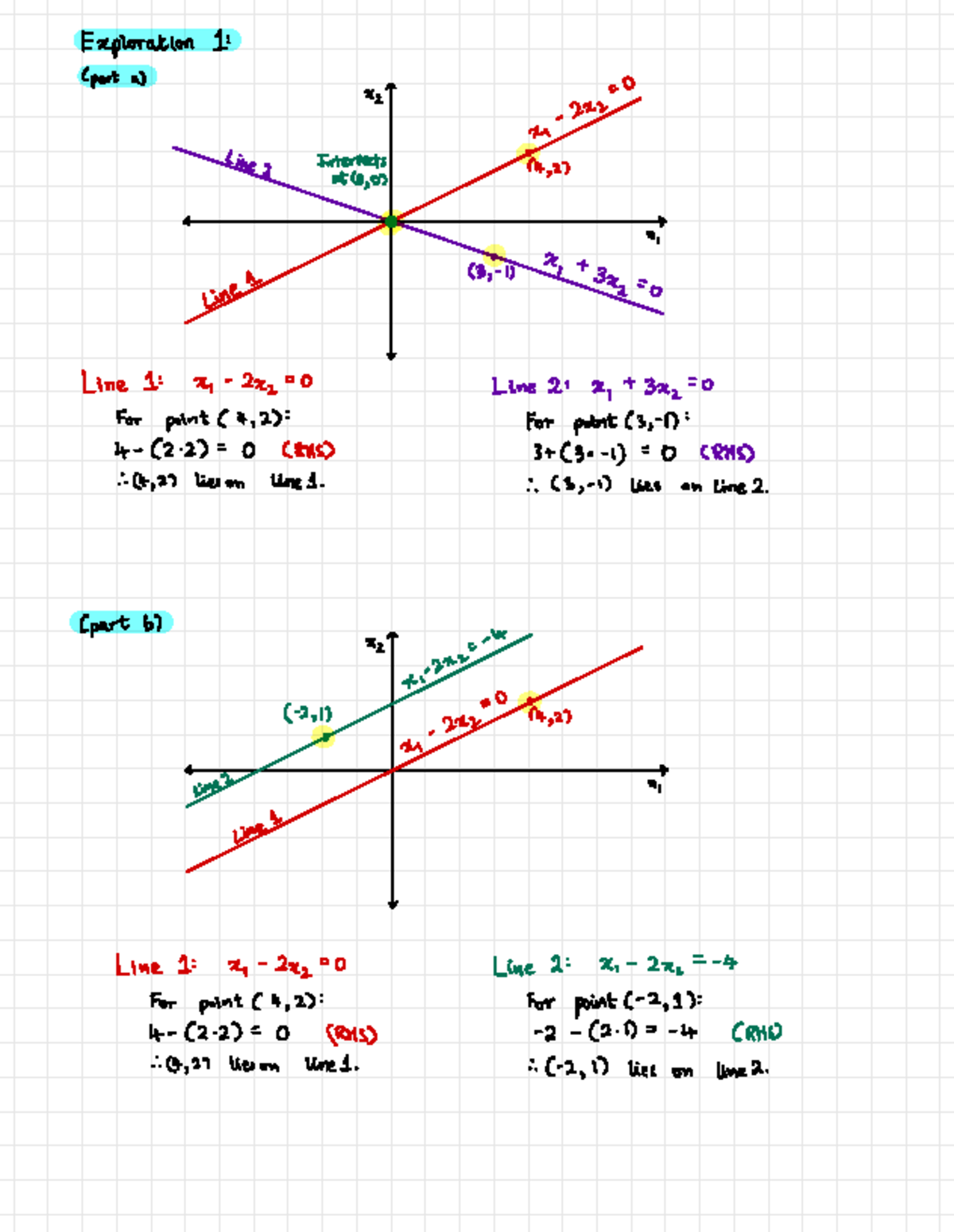Exploration 1 - linear alegrbra - Exploration 1 : (part a) x , = O x ...