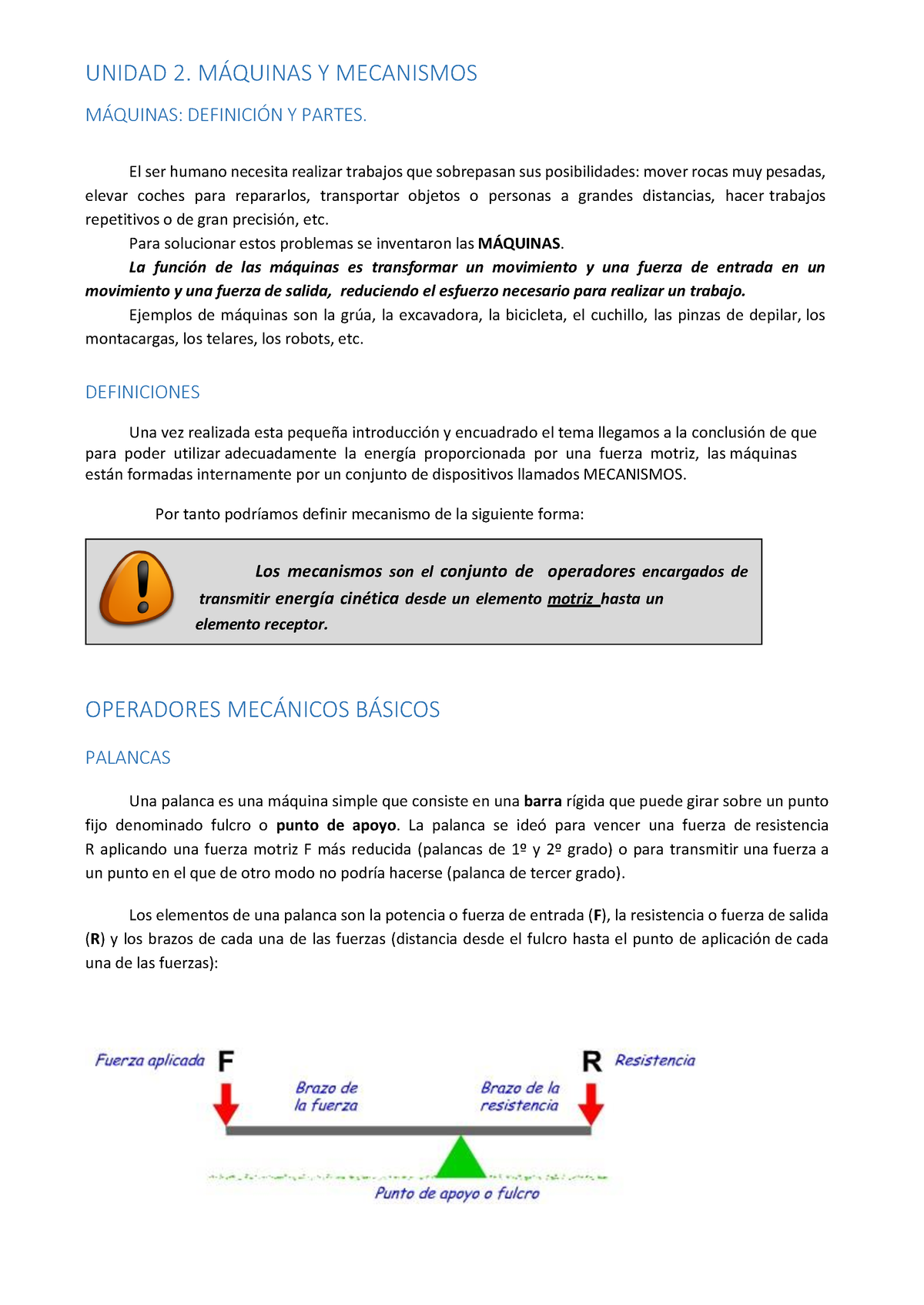 Apuntes De Mecanismos - Vbnv - UNIDAD 2. M¡QUINAS Y MECANISMOS M¡QUINAS ...