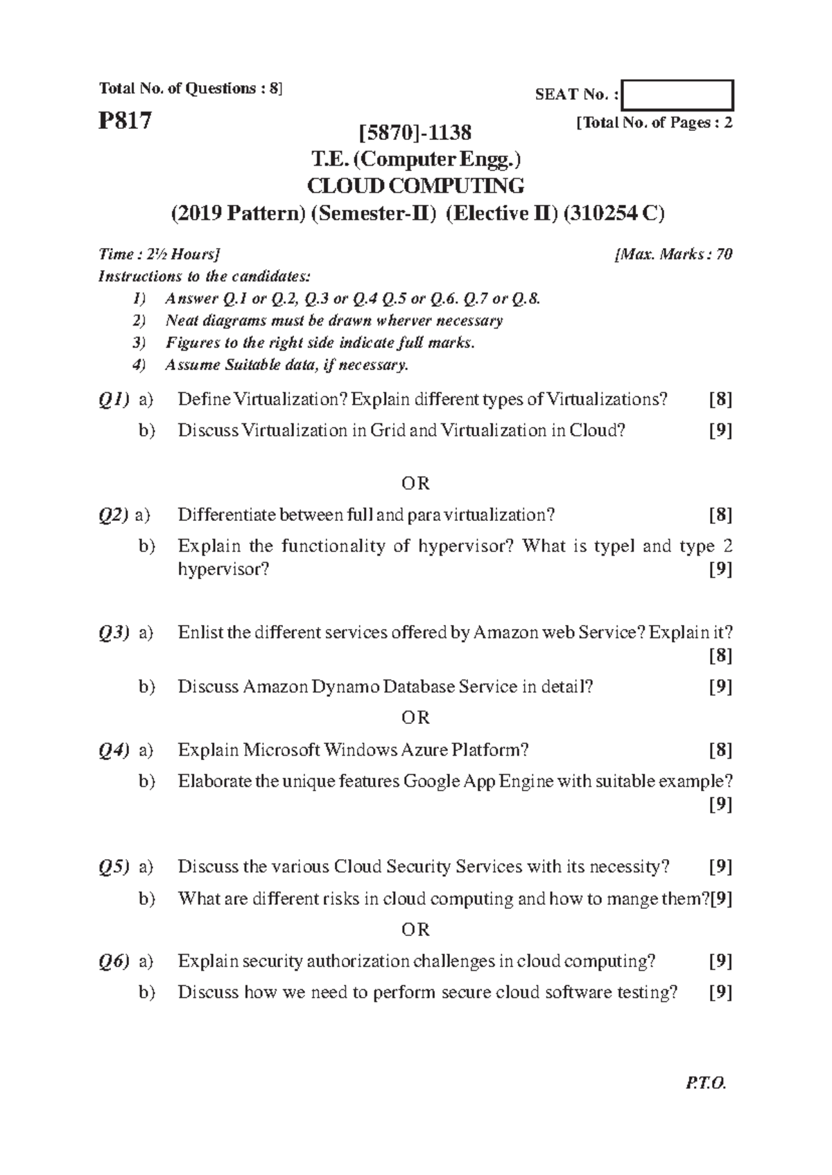 April 2022 - PYQ - Total No. of Questions : 8] [5870]- T. (Computer ...