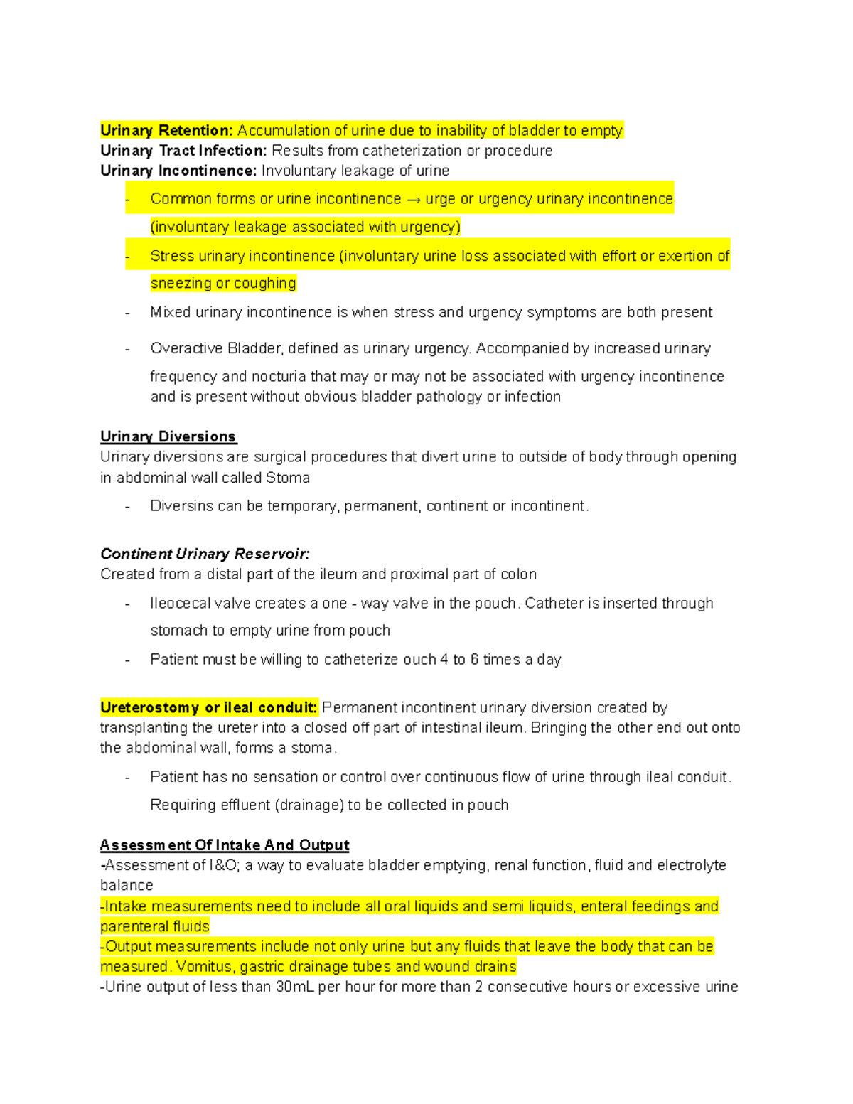 Chapter 46 Urinary Elimination - Urinary Retention: Accumulation Of ...