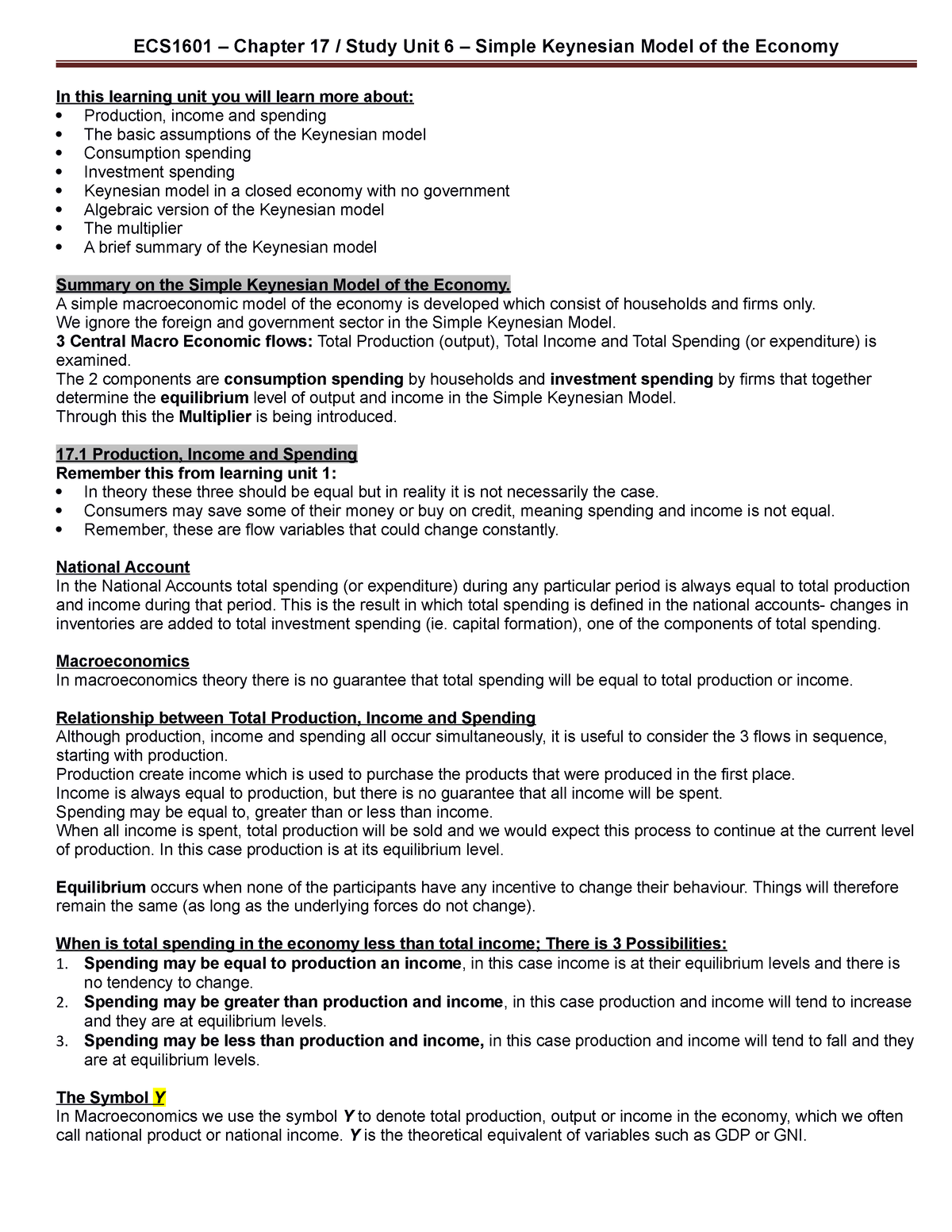 ECS1601 - Study Unit 6 Chapter 17 - WMurtz 2018 Summary - In This ...