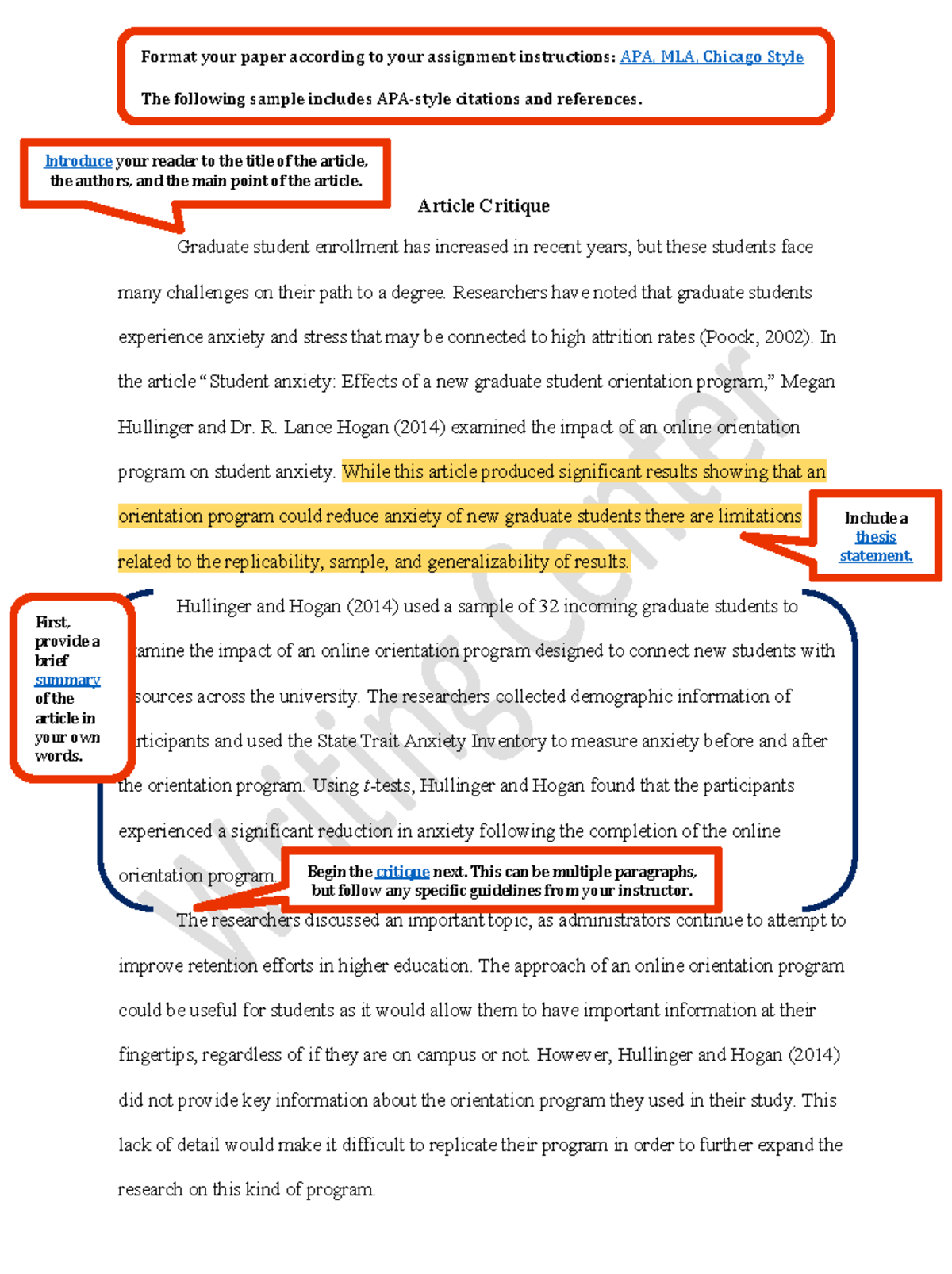 how to write an article critique apa