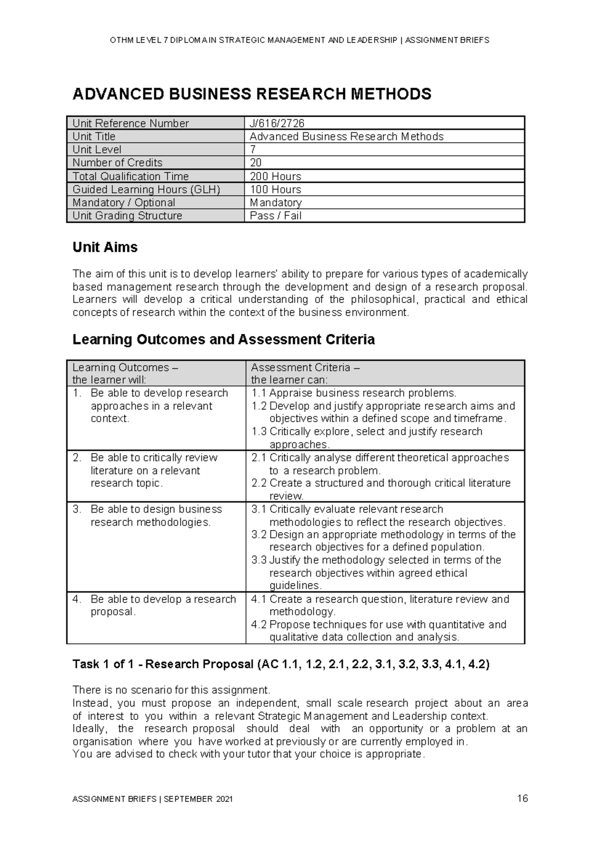 advanced business research methods assignment