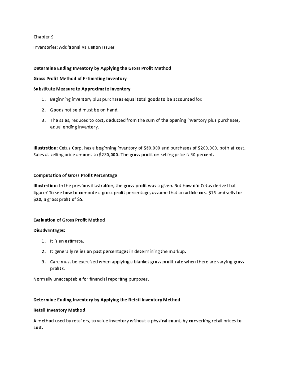 Chapter 9 Lecture Notes 4 - Chapter 9 Inventories: Additional Valuation ...
