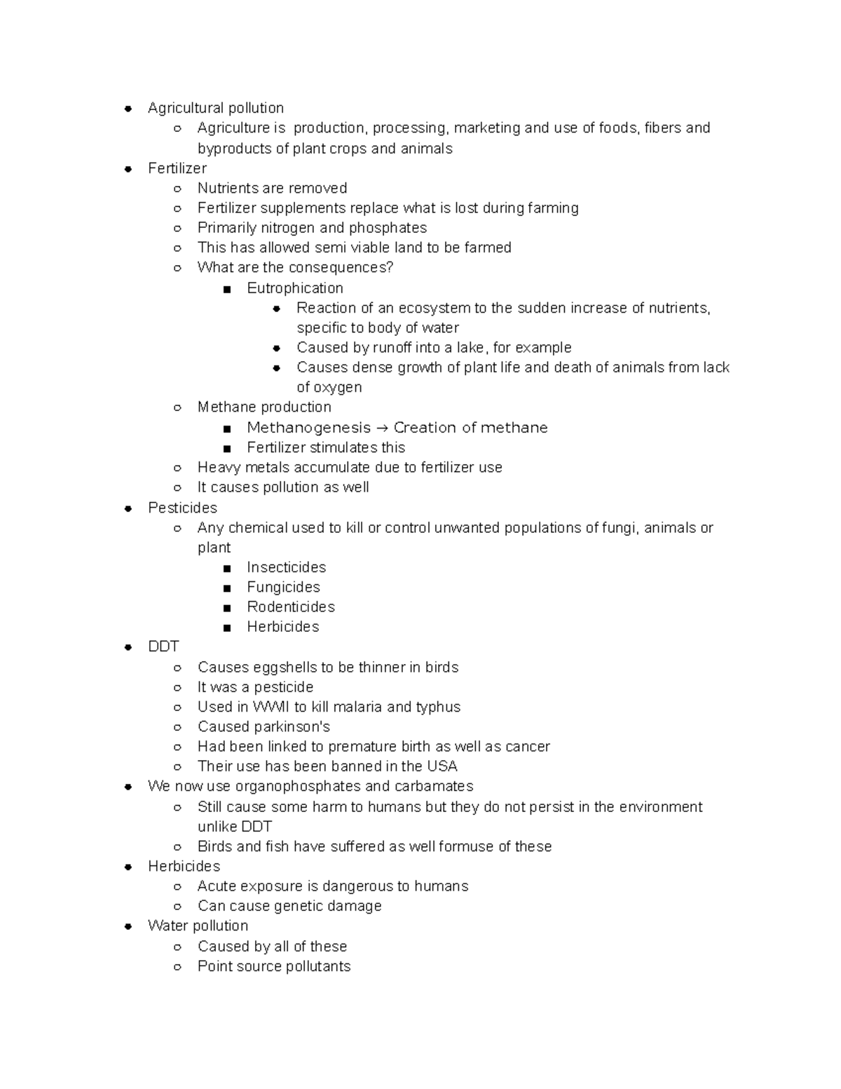 Pollution - Detailed notes from this lecture - Agricultural pollution ...