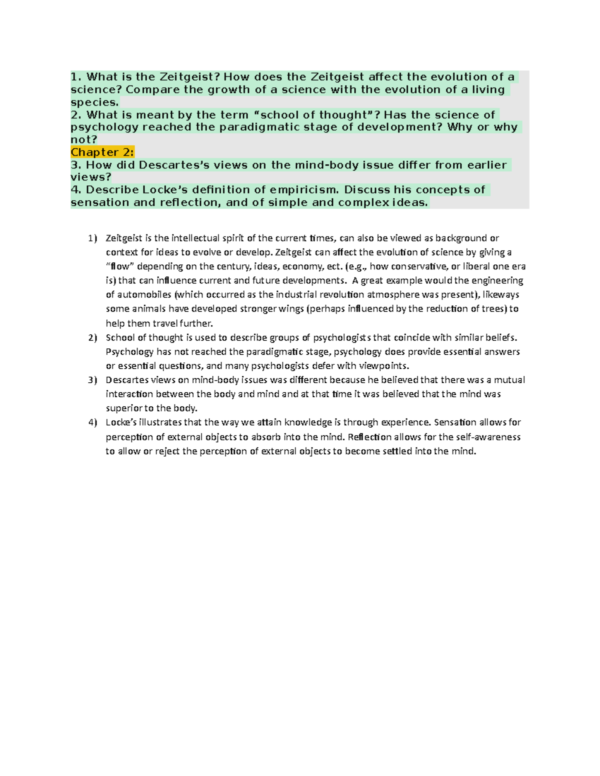 Week 1 Discussion assignment What is the Zeitgeist? How does the