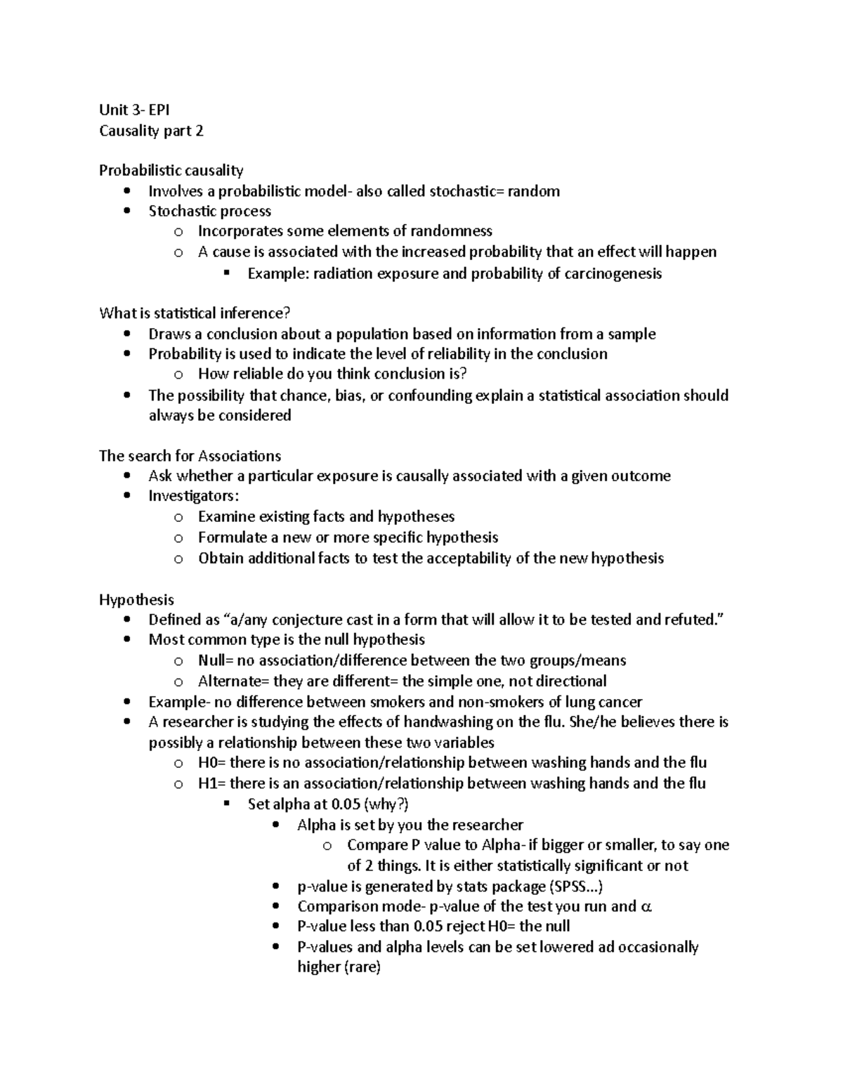 Epi unit 3 pt 2 - lecture notes ch 10 - Unit 3- EPI Causality part 2 ...