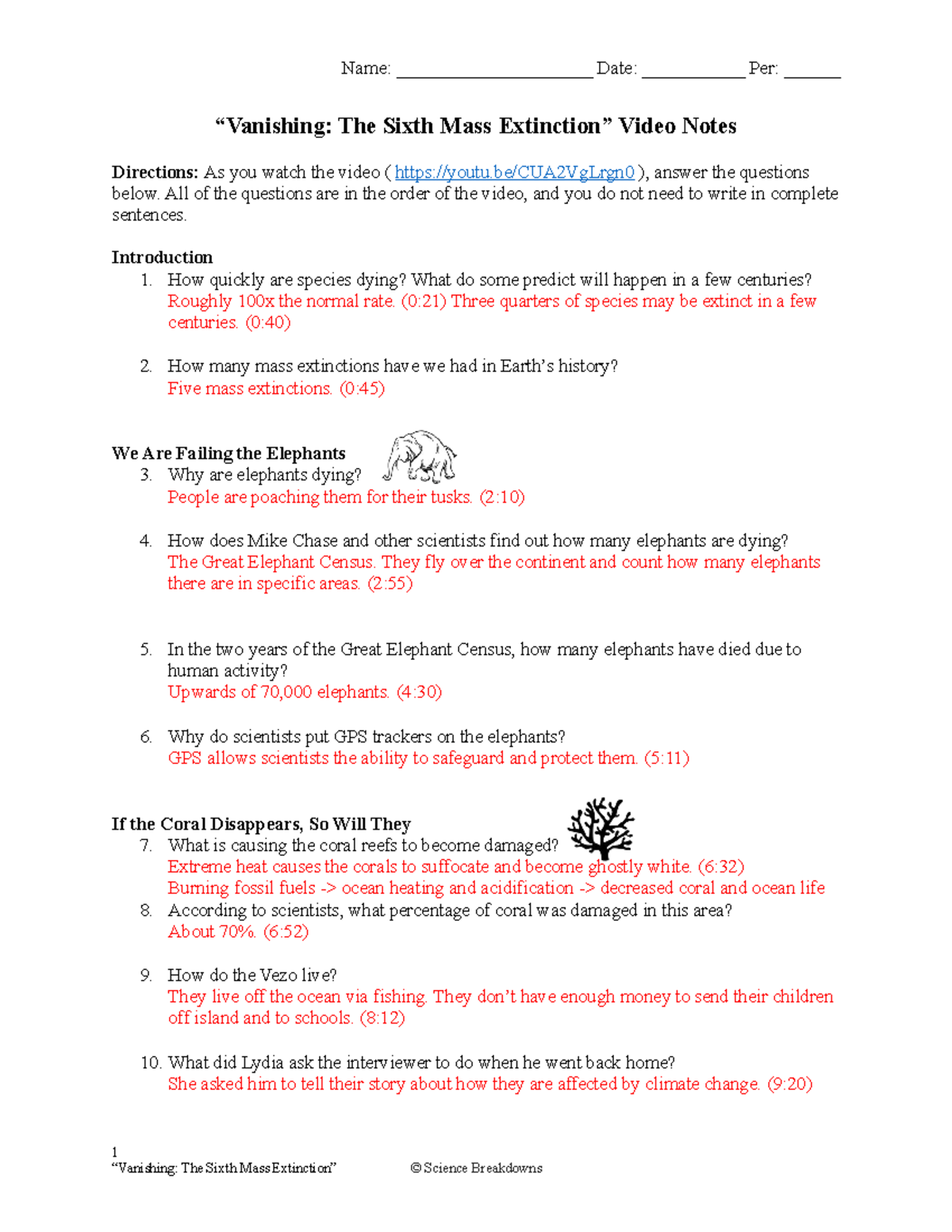  answer key vanishing name date