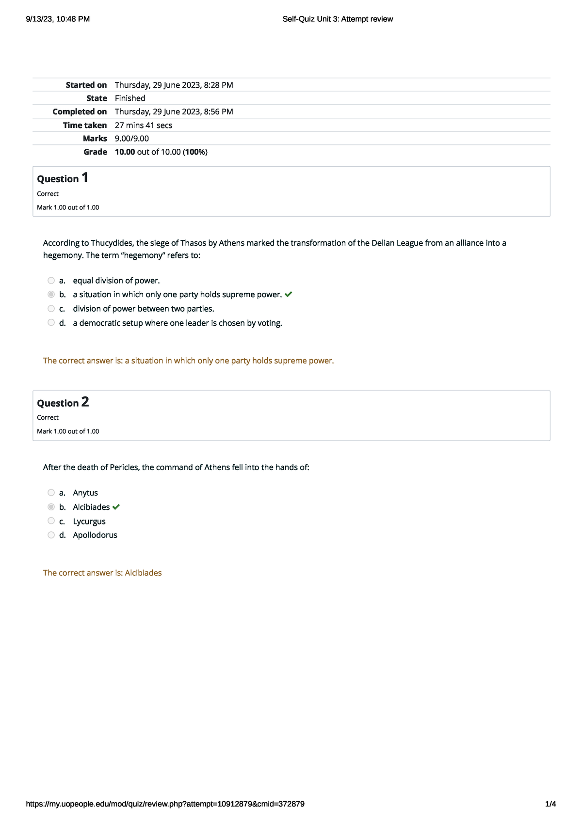 Self-Quiz Unit 3 Attempt Review - Started On Thursday, 29 June 2023, 8: ...