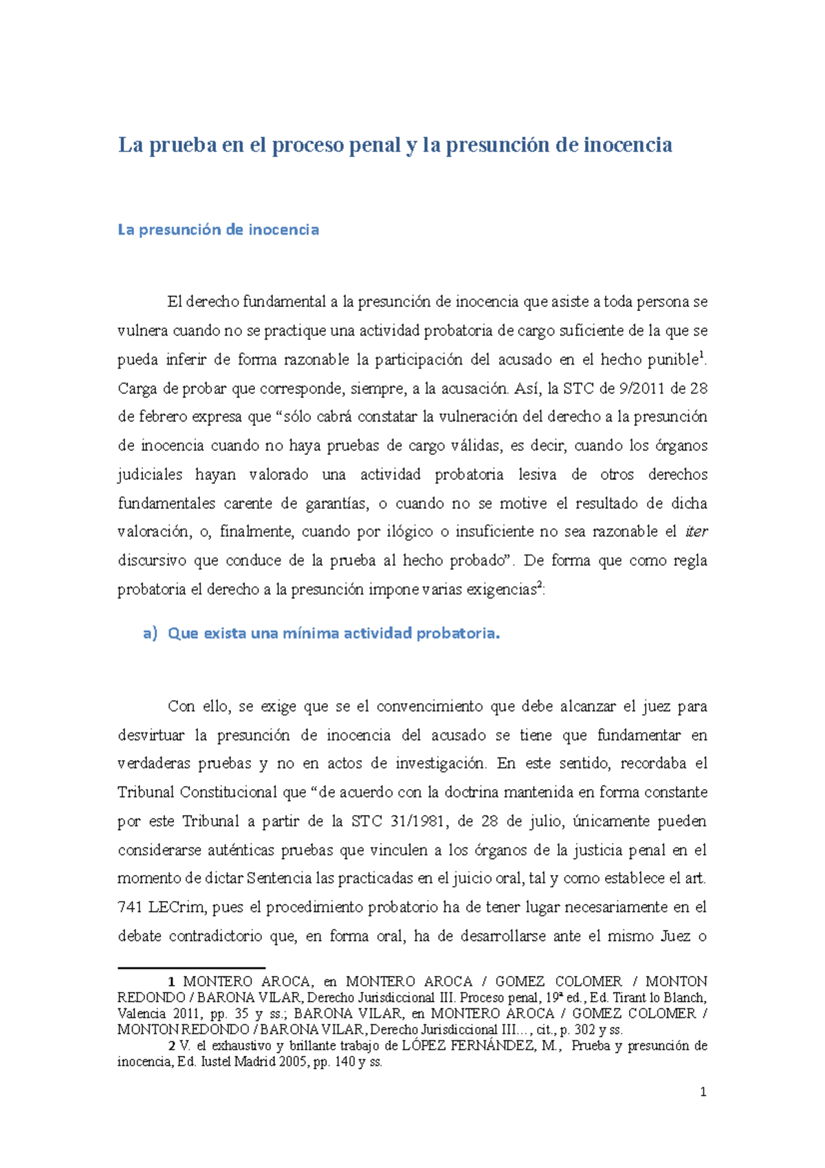 LA Prueba EN EL Proceso Penal Y LA Presunción DE Inocencia - La prueba ...